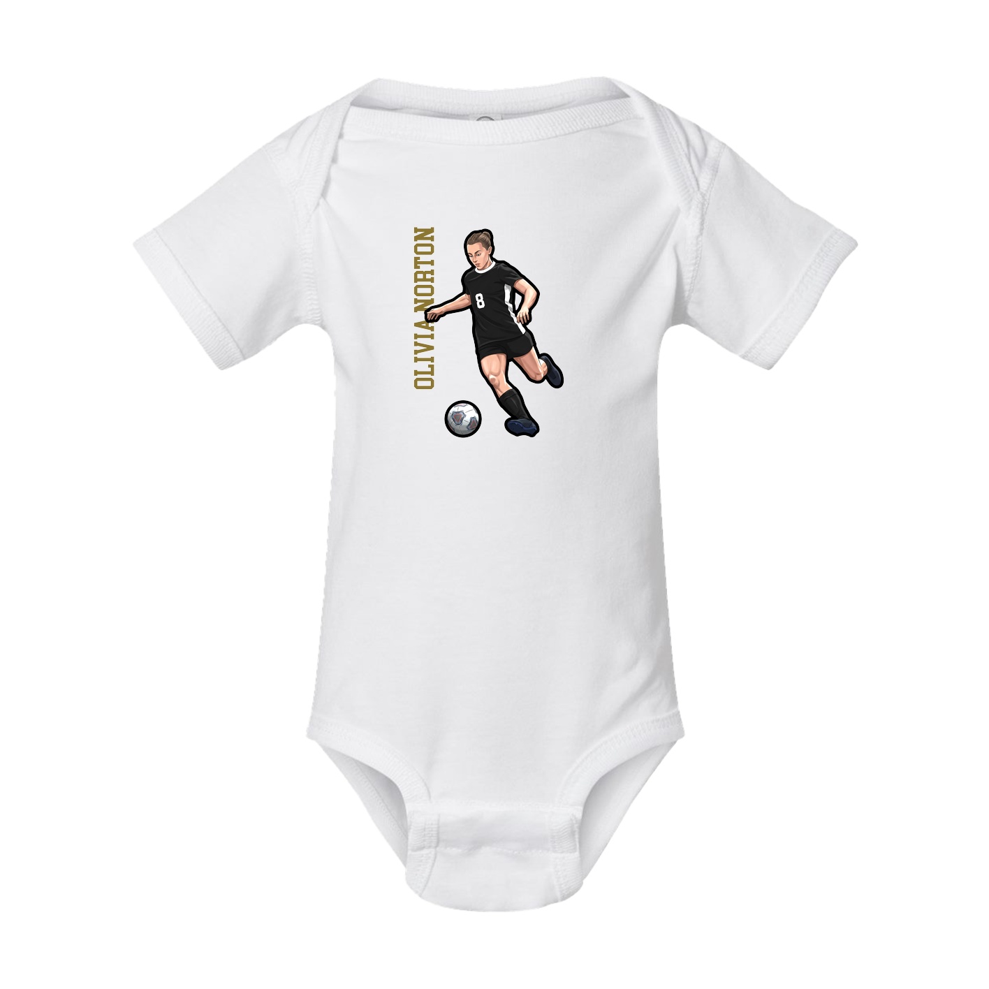Baby Onesie — Name Vertical in White
