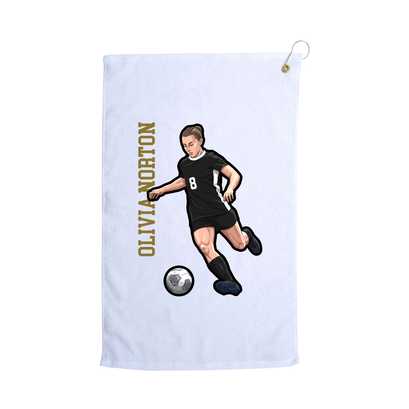 Golf Towel — Name Vertical in White