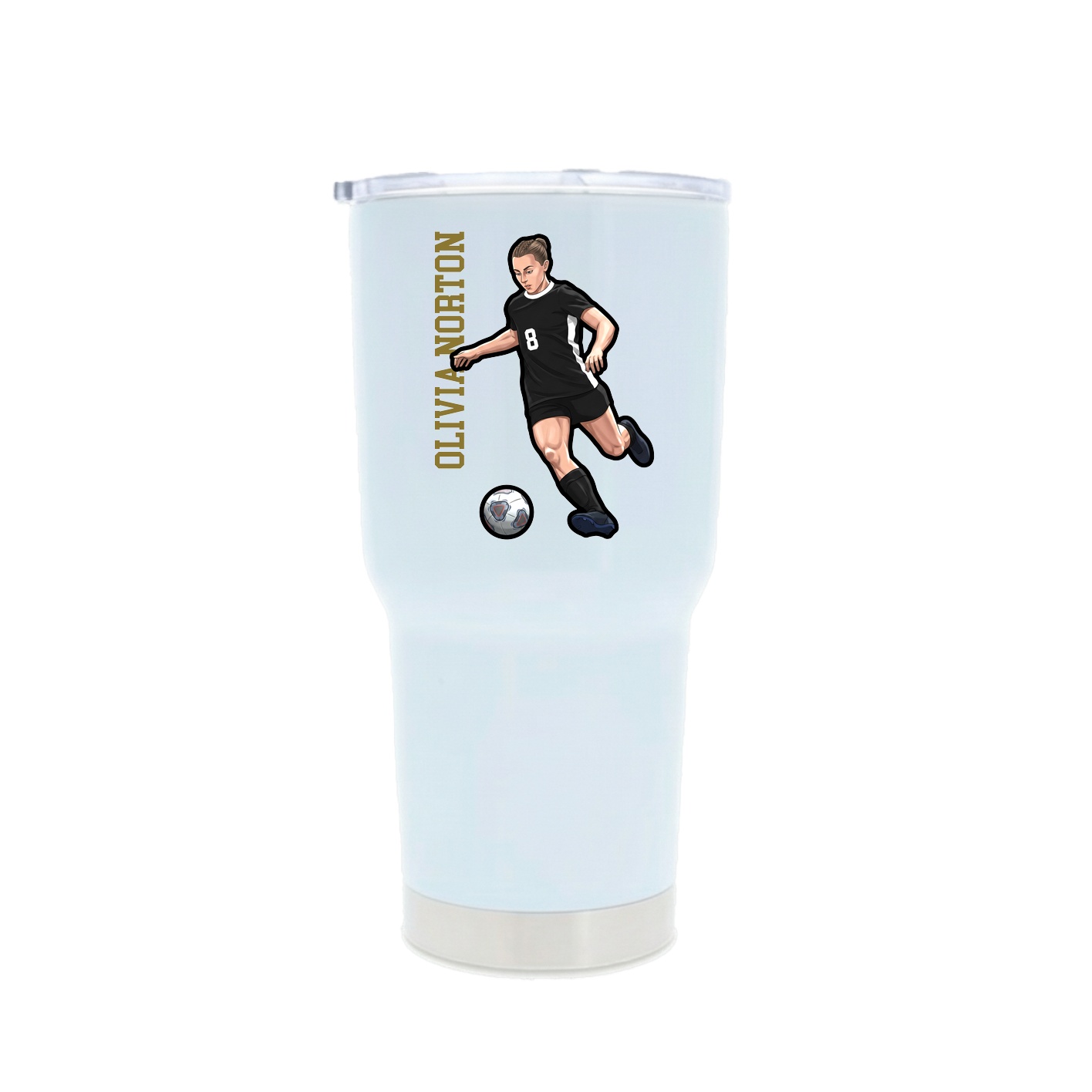 30oz Stainless Steel Tumbler — Name Vertical in White