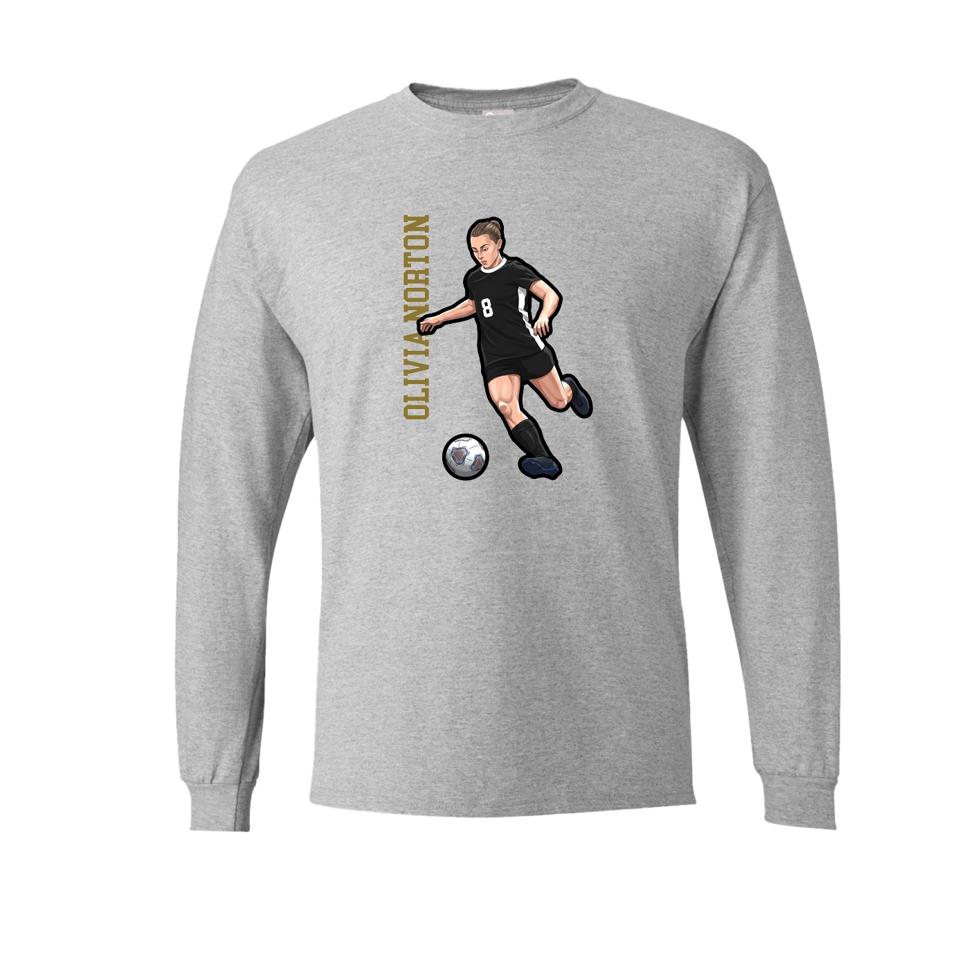 Long Sleeve Tee — Name Vertical in Grey