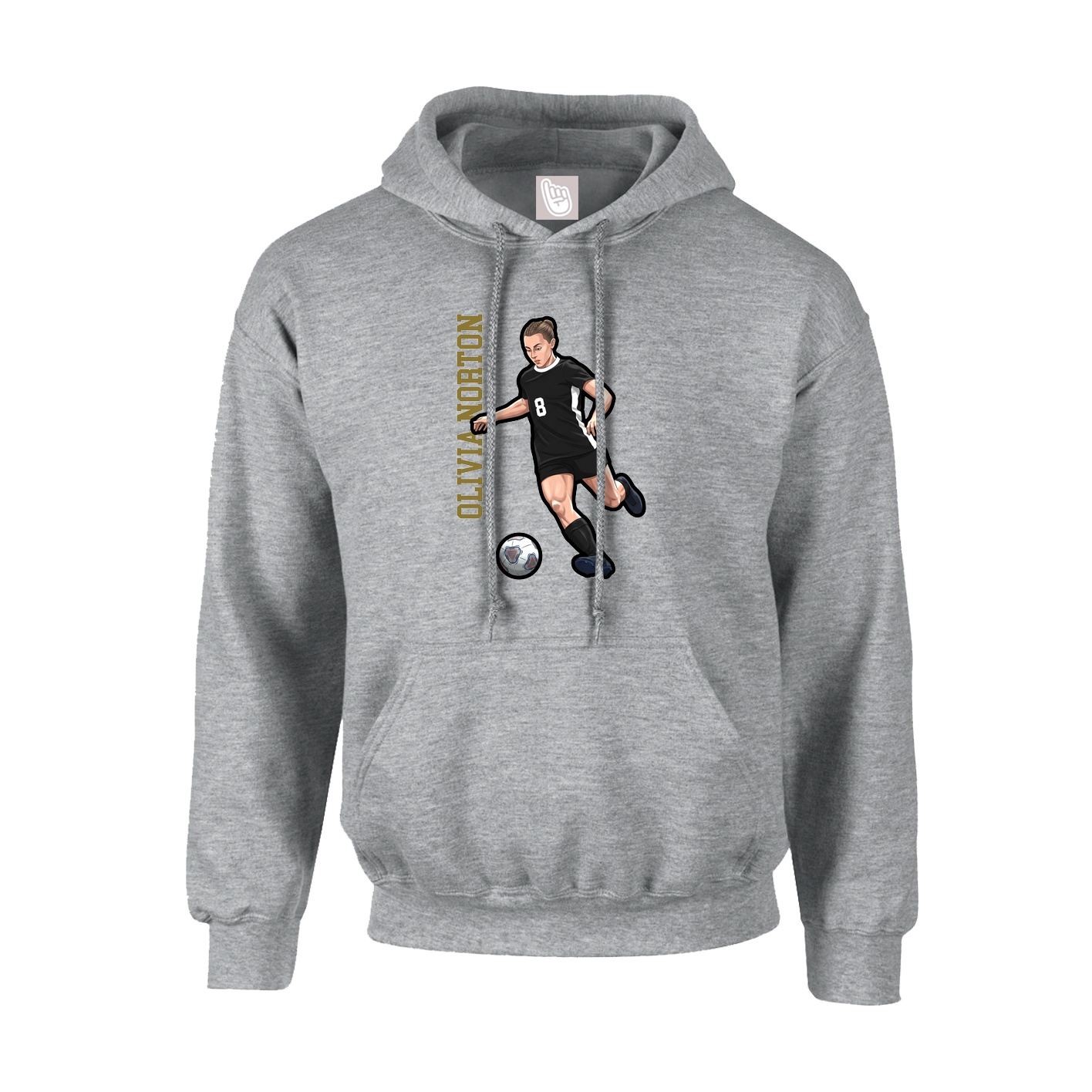 Youth Hoodie — Name Vertical in Grey