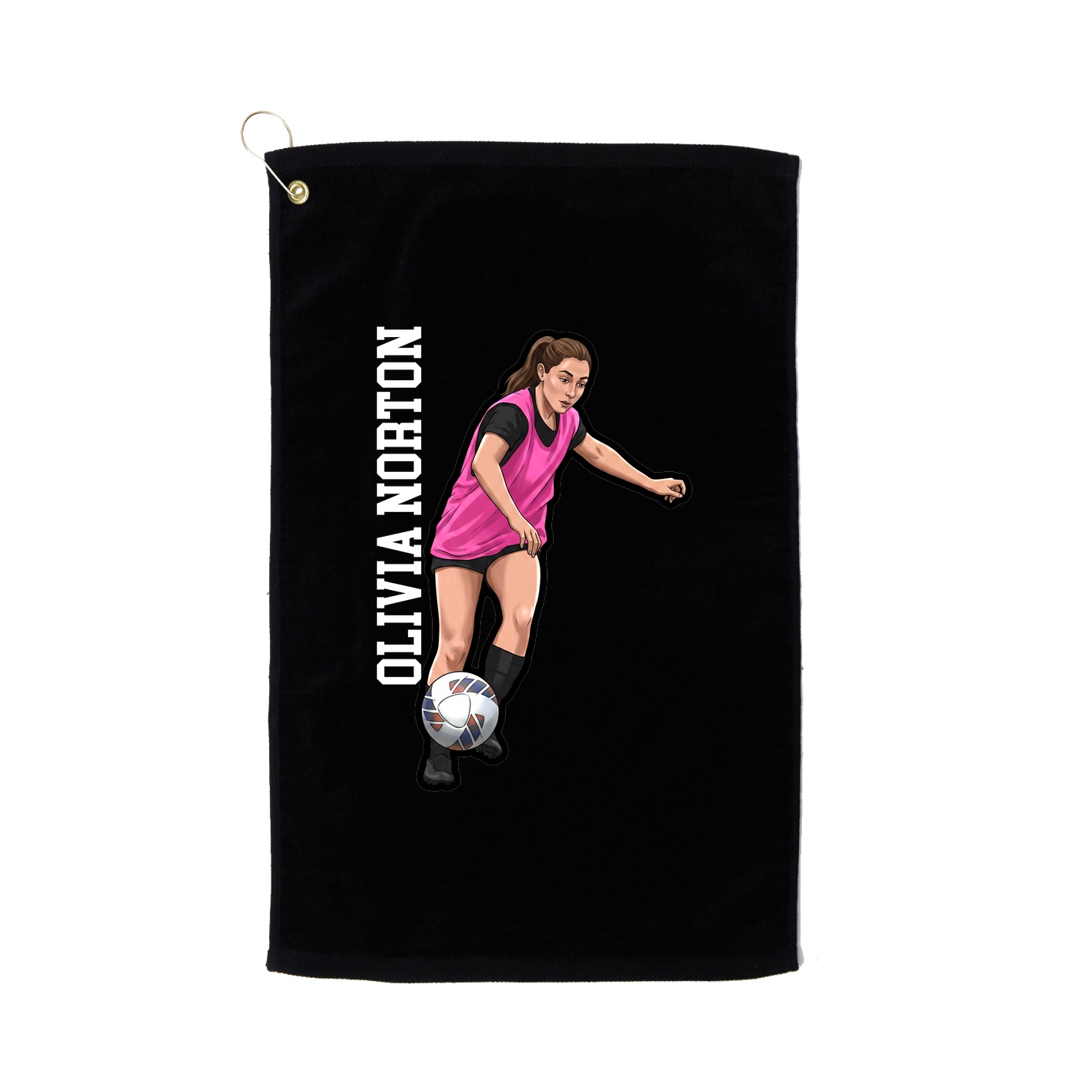 Golf Towel — Name Vertical in Black