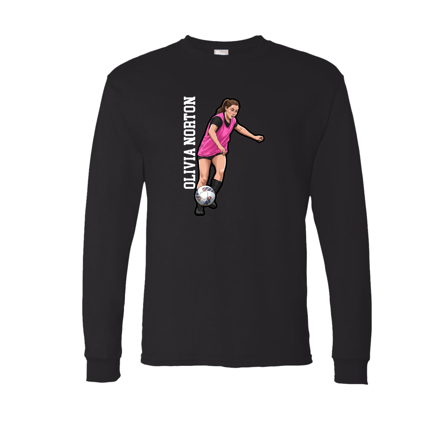 Long Sleeve Tee — Name Vertical in Black