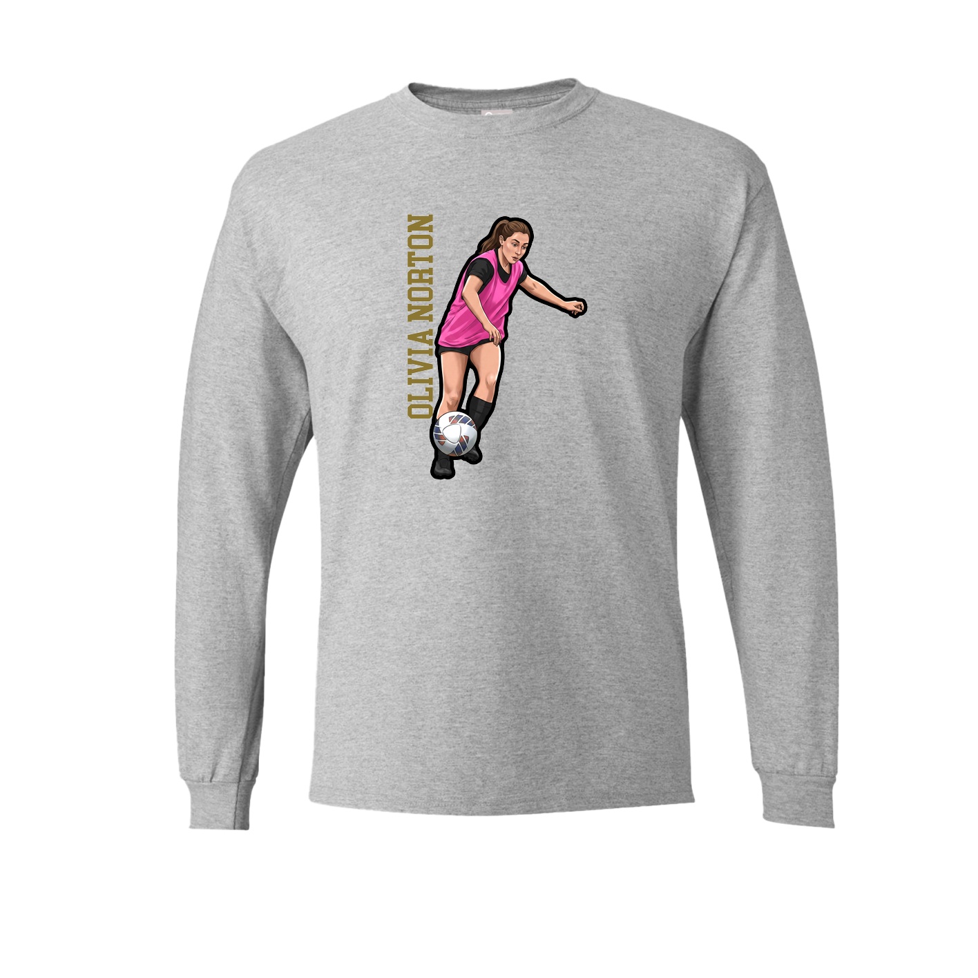 Long Sleeve Tee — Name Vertical in Grey