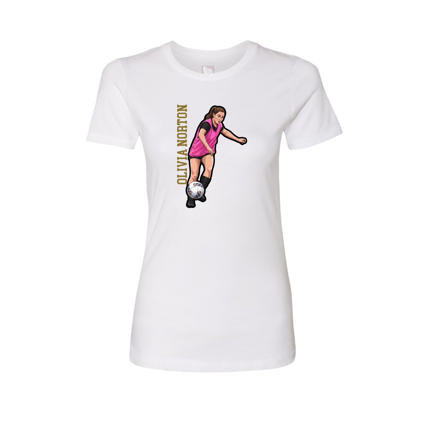 Womens Tee — Name Vertical in White