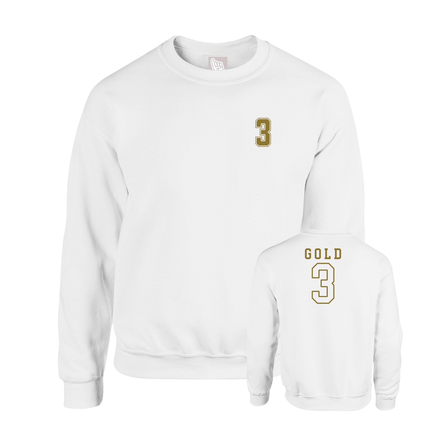 Fleece Crew — Chest Back in White