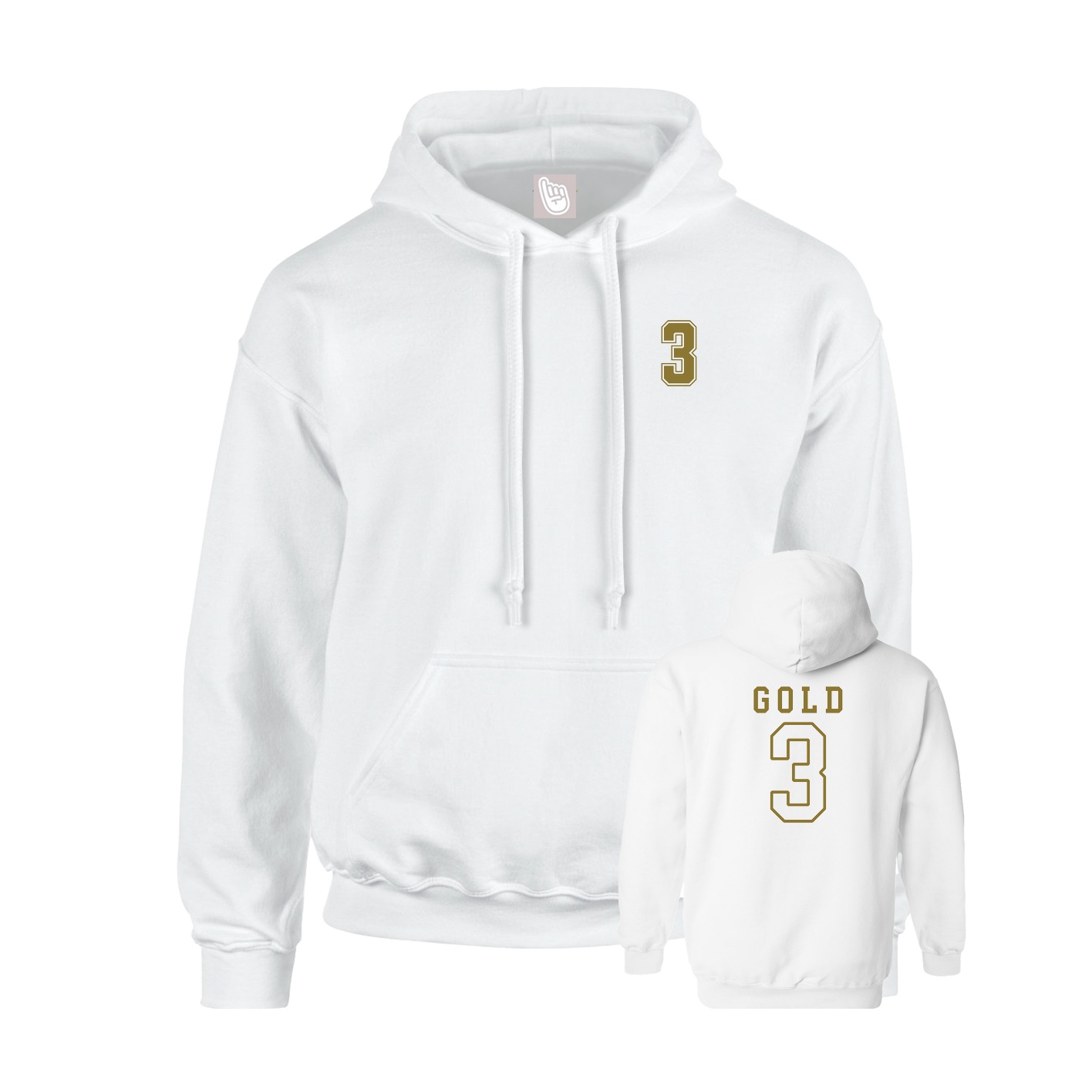 Youth Hoodie — Chest Back in White