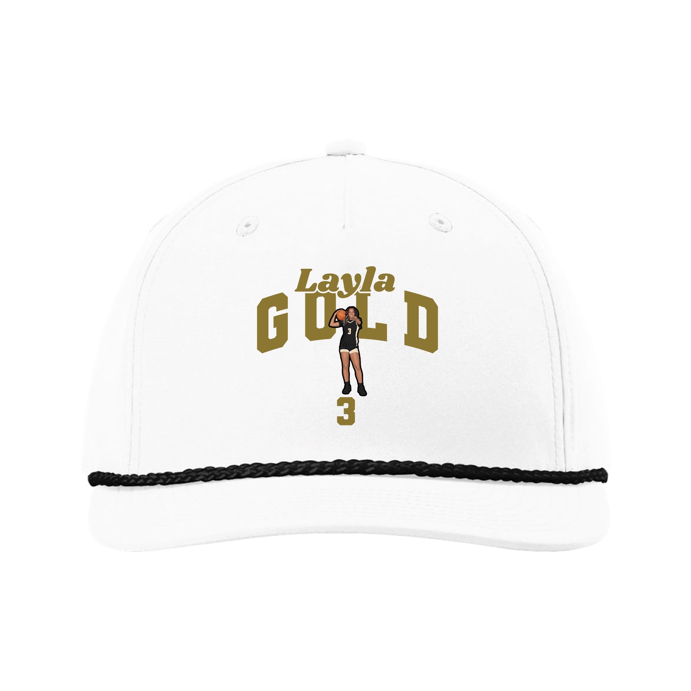 Five-Panel Classic Rope Cap — Signature Arch in White