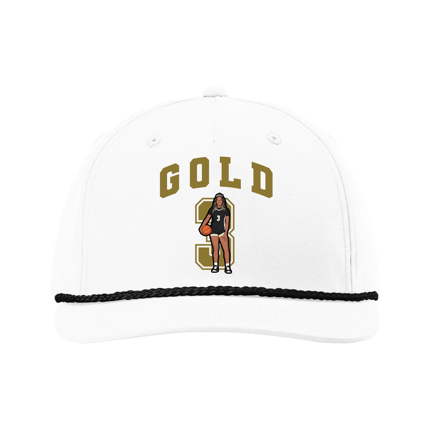 Five-Panel Classic Rope Cap — Number in White