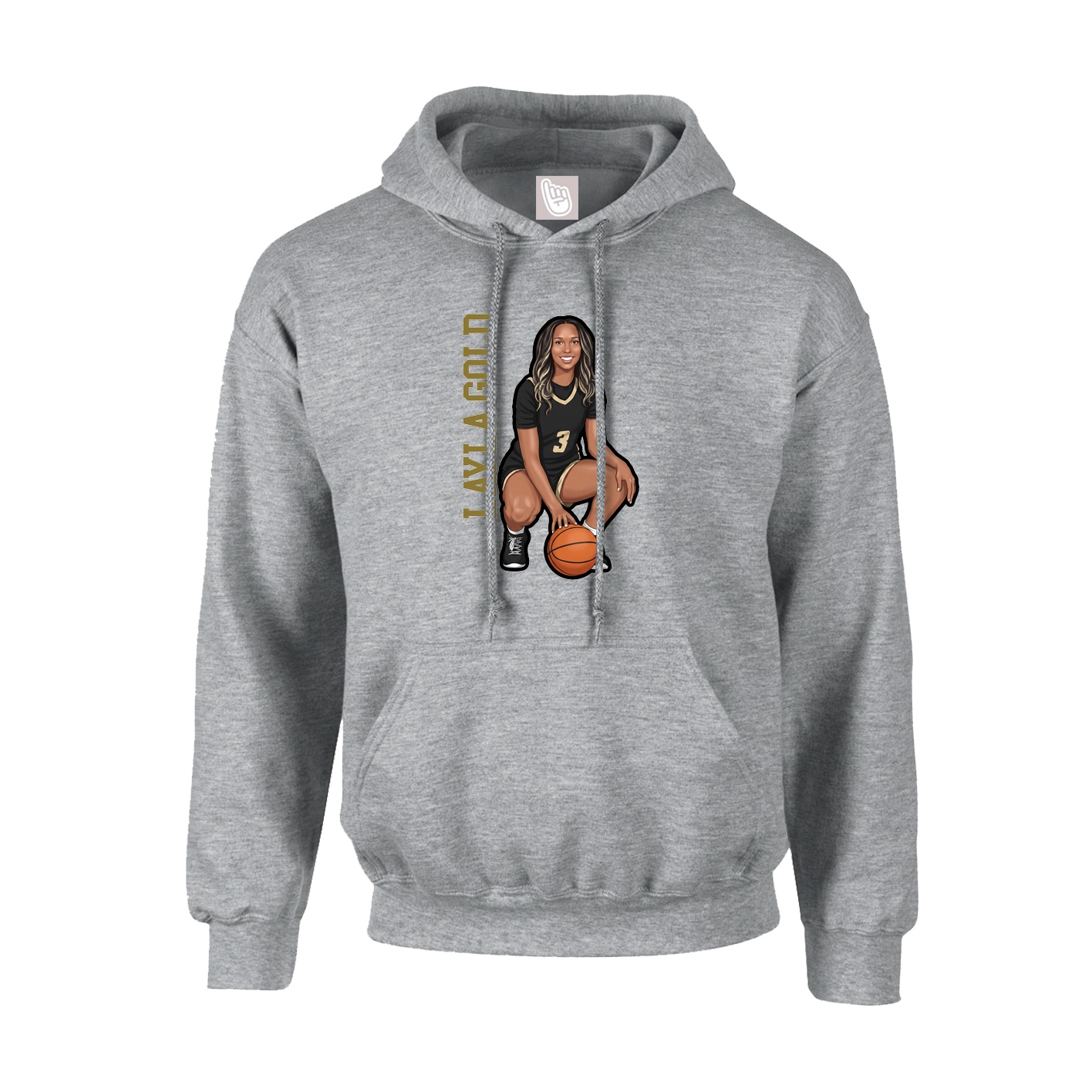 Hoodie — Name Vertical in Grey