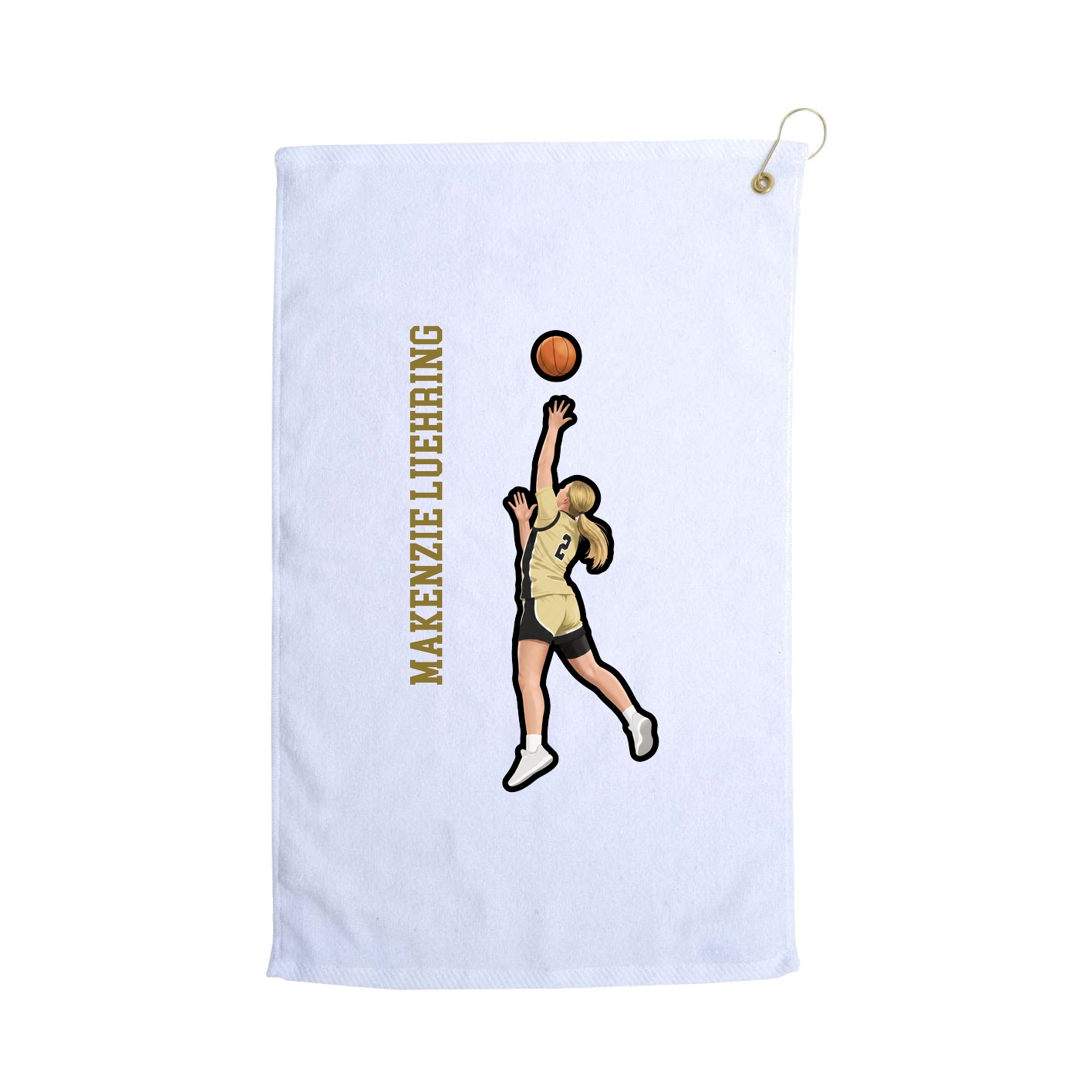 Golf Towel — Name Vertical in White