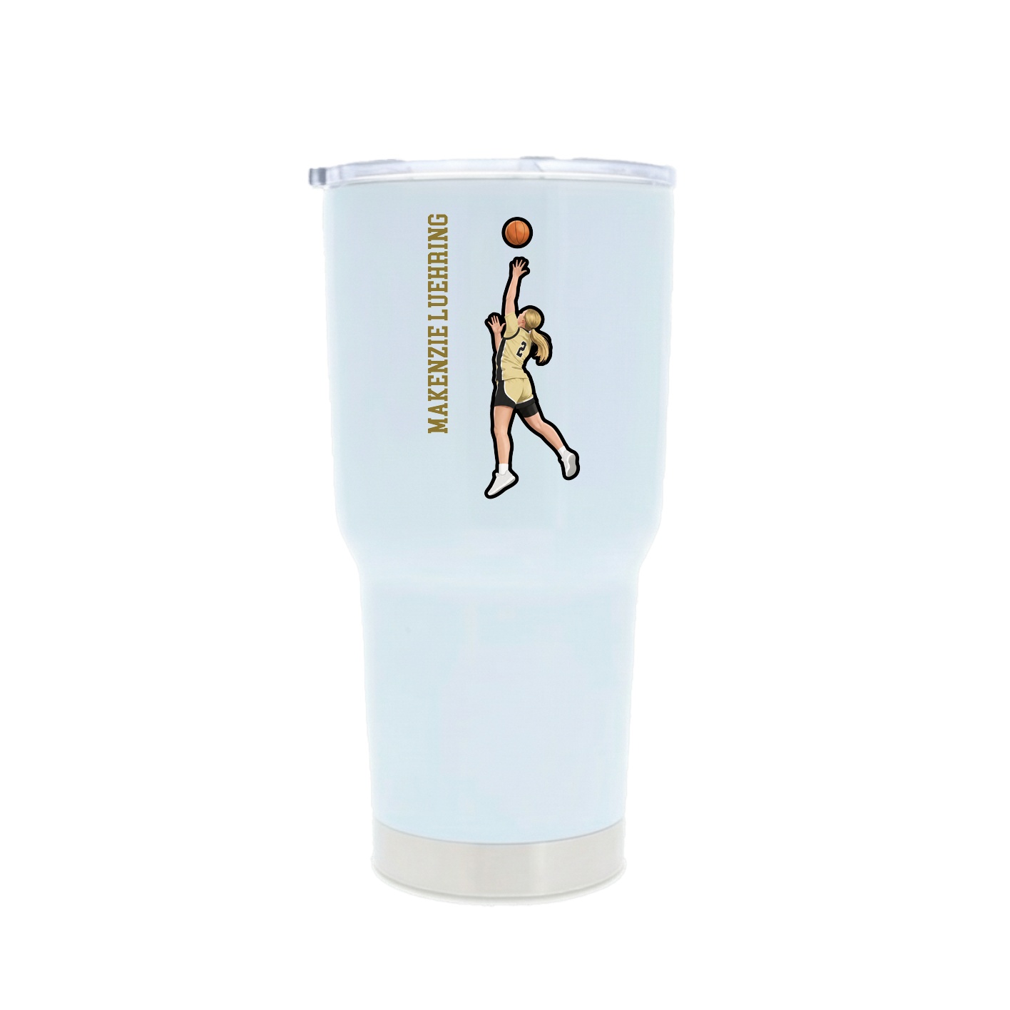 30oz Stainless Steel Tumbler — Name Vertical in White