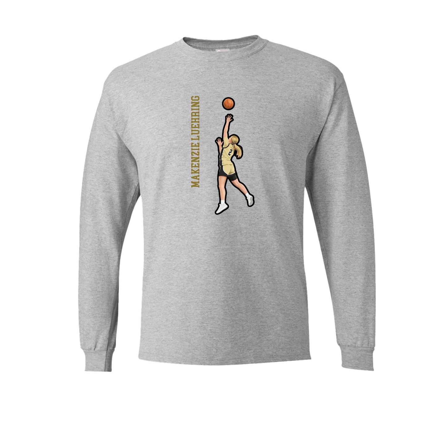 Long Sleeve Tee — Name Vertical in Grey