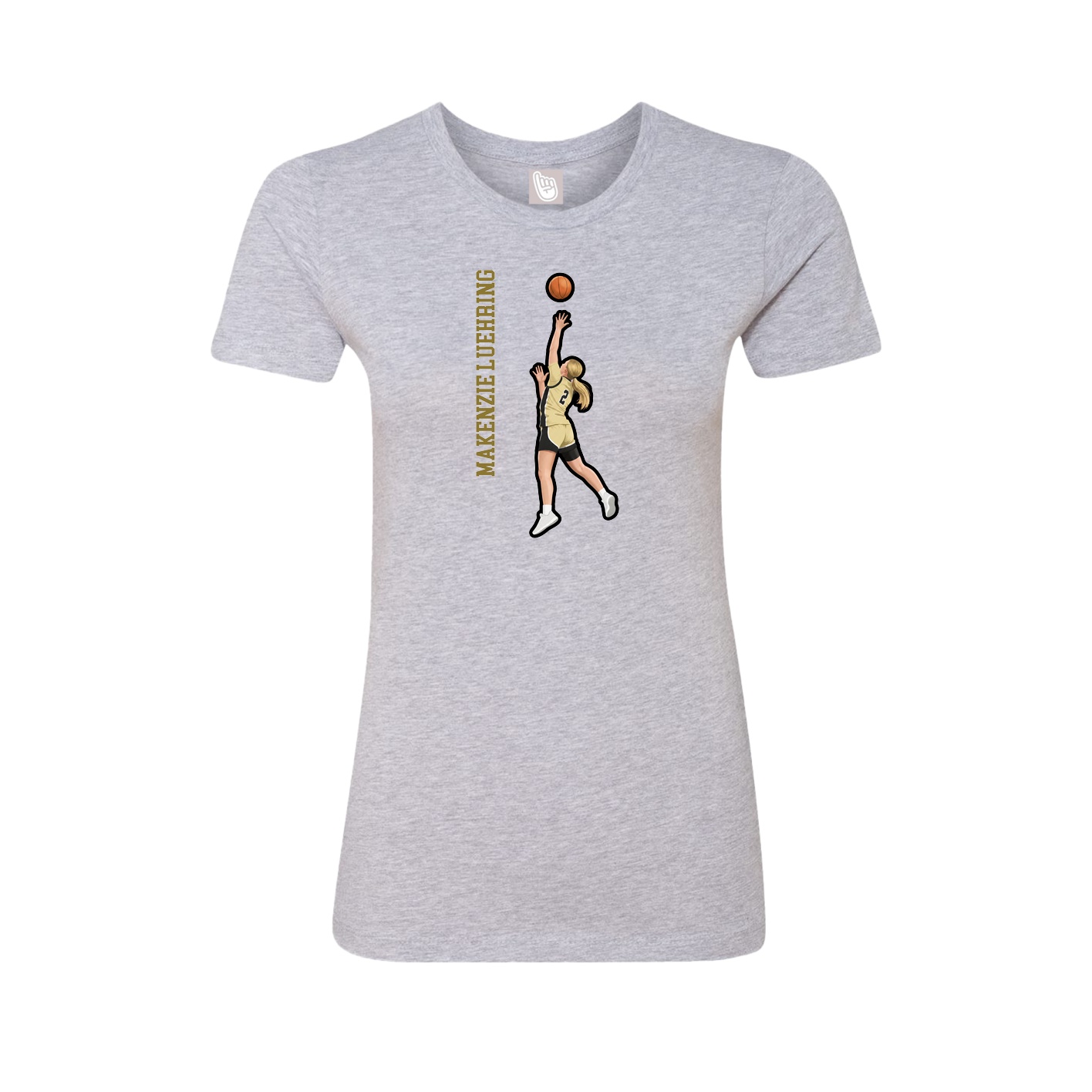Fitted Women's Tee — Name Vertical in Grey