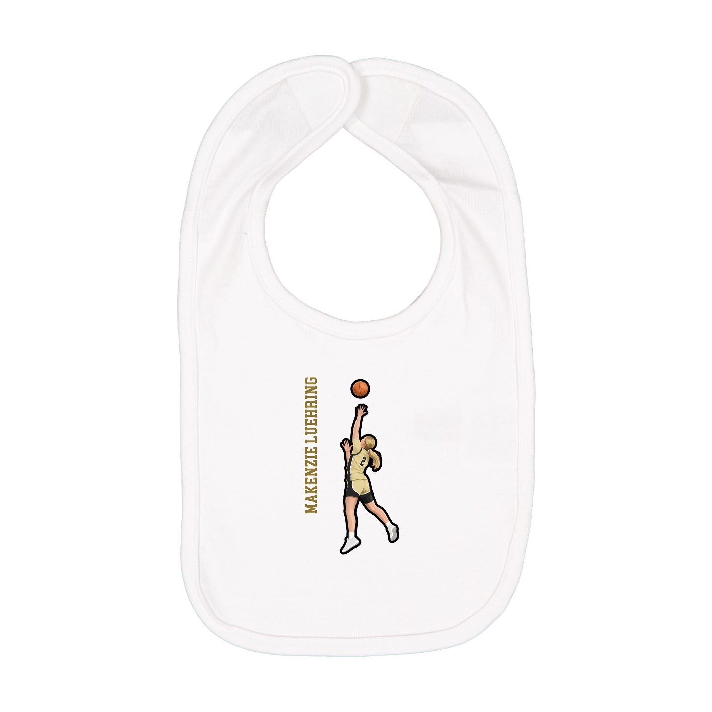 Infant Bib — Name Vertical in White