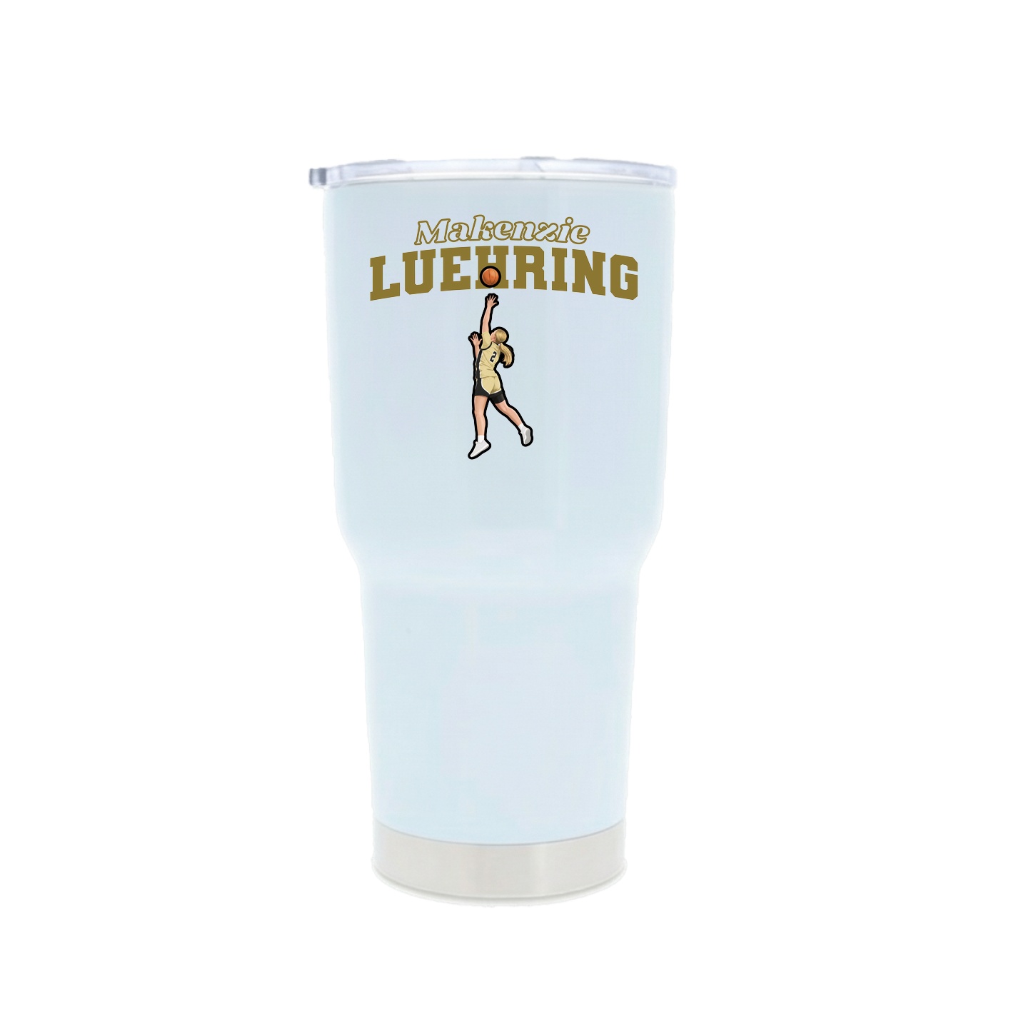 30oz Stainless Steel Tumbler — Name Arch in White
