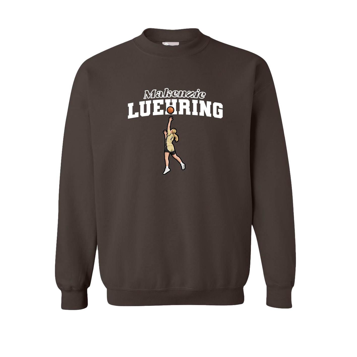 Fleece Crew — Name Arch in Brown