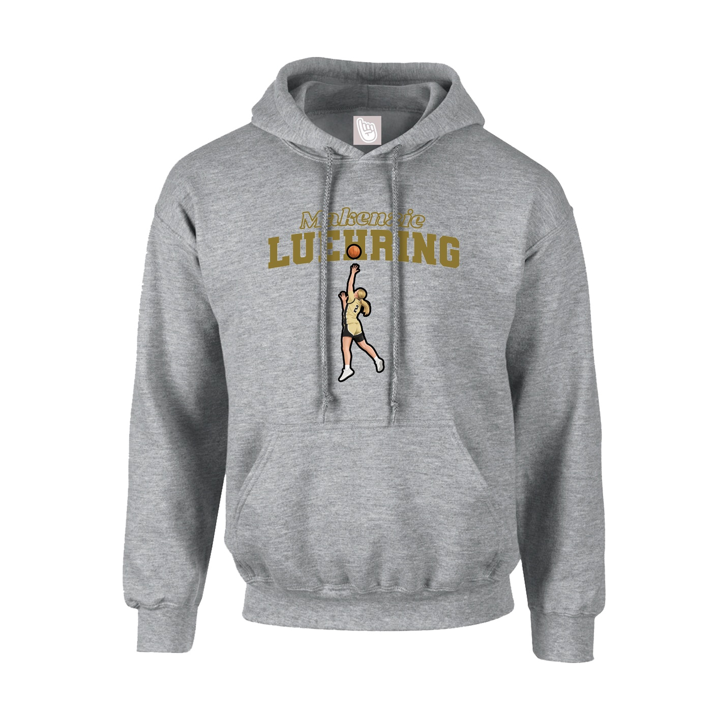 Youth Hoodie — Name Arch in Grey