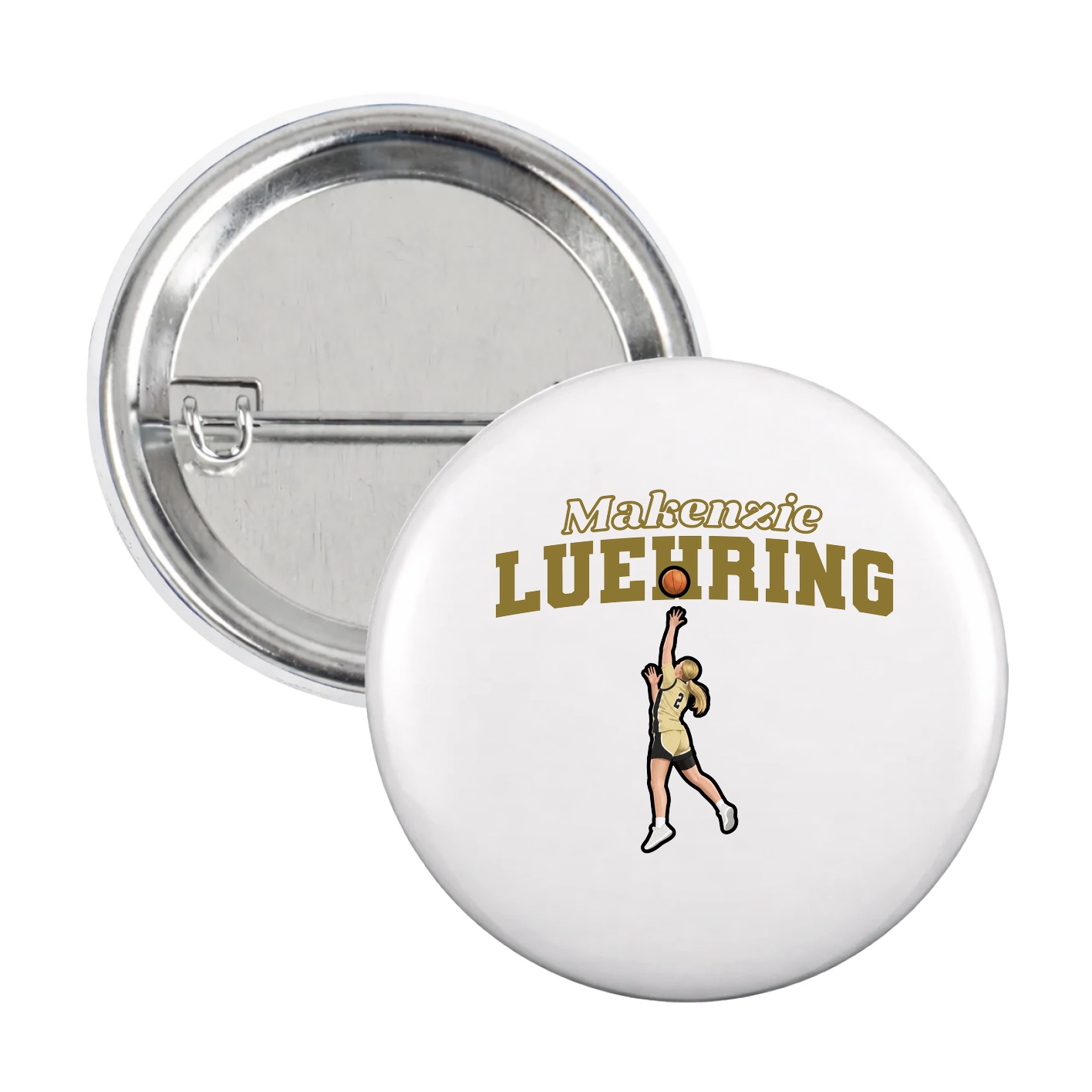 Game Day Button — Name Arch in White