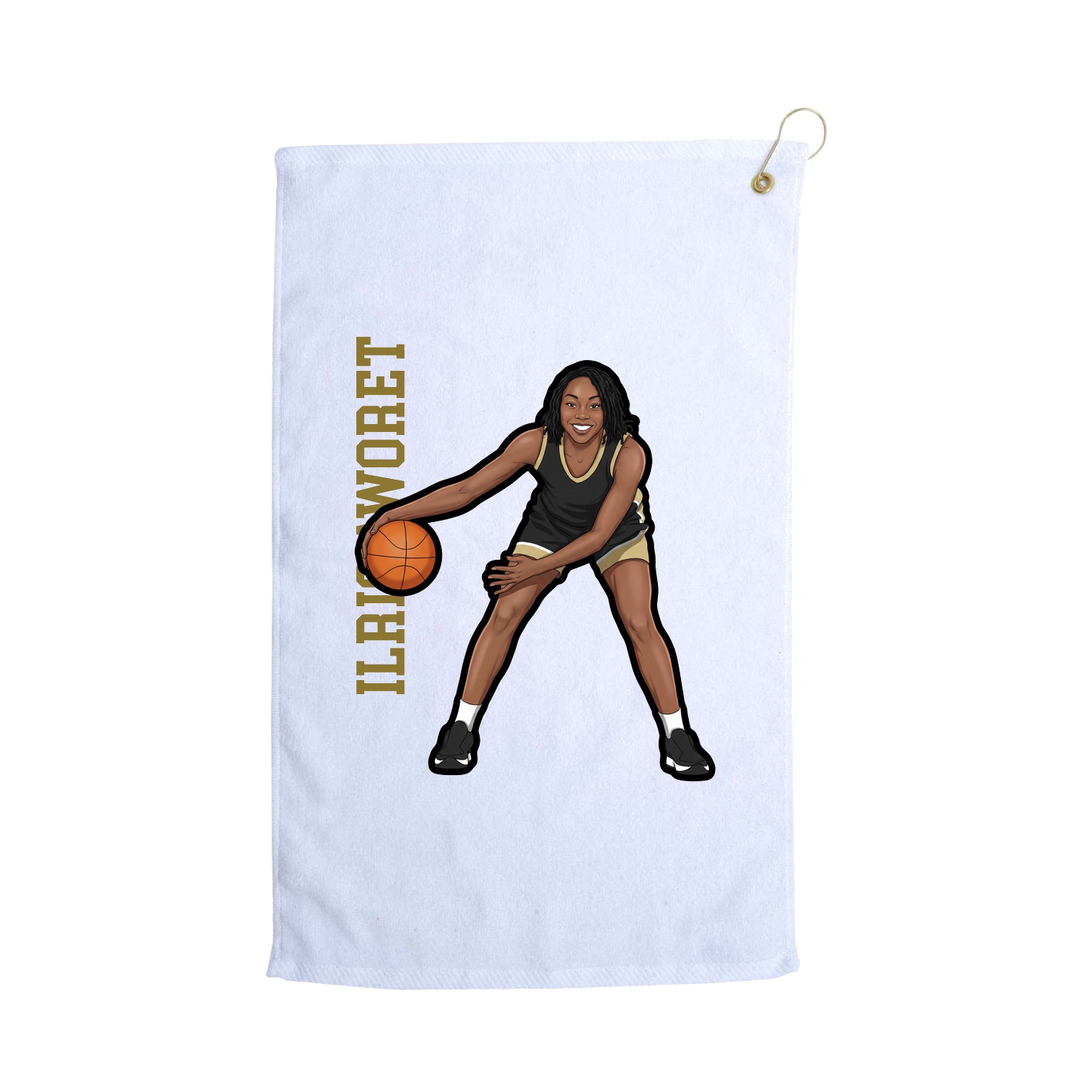 Golf Towel — Name Vertical in White