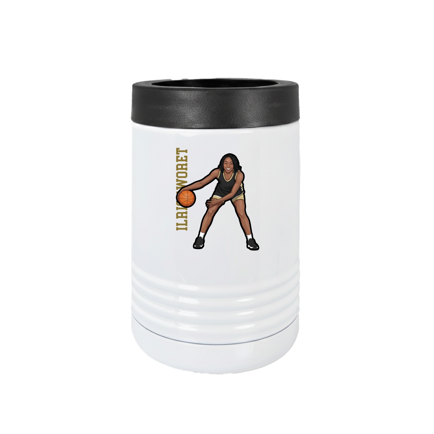 Beverage Holder — Name Vertical in White