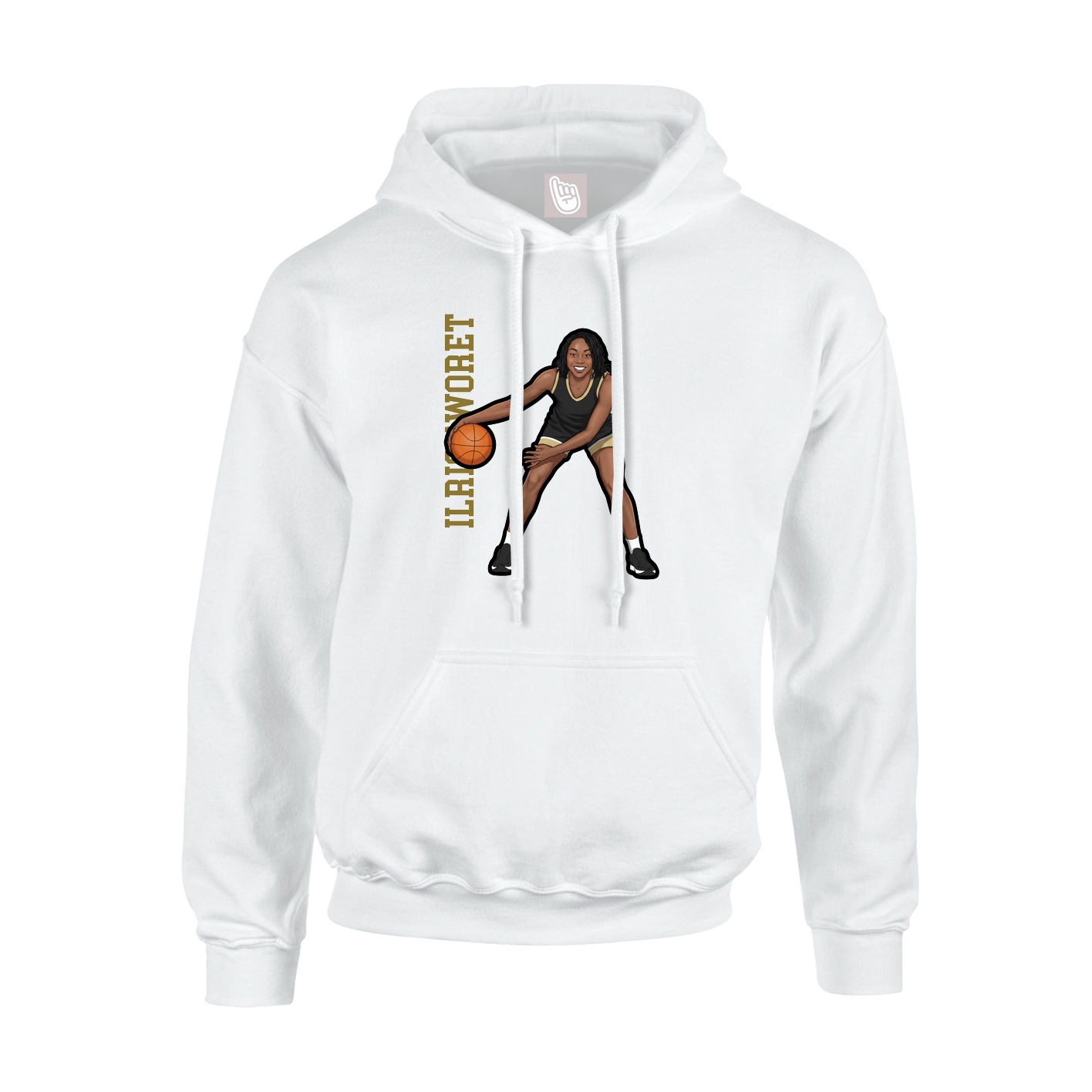 Youth Hoodie — Name Vertical in White