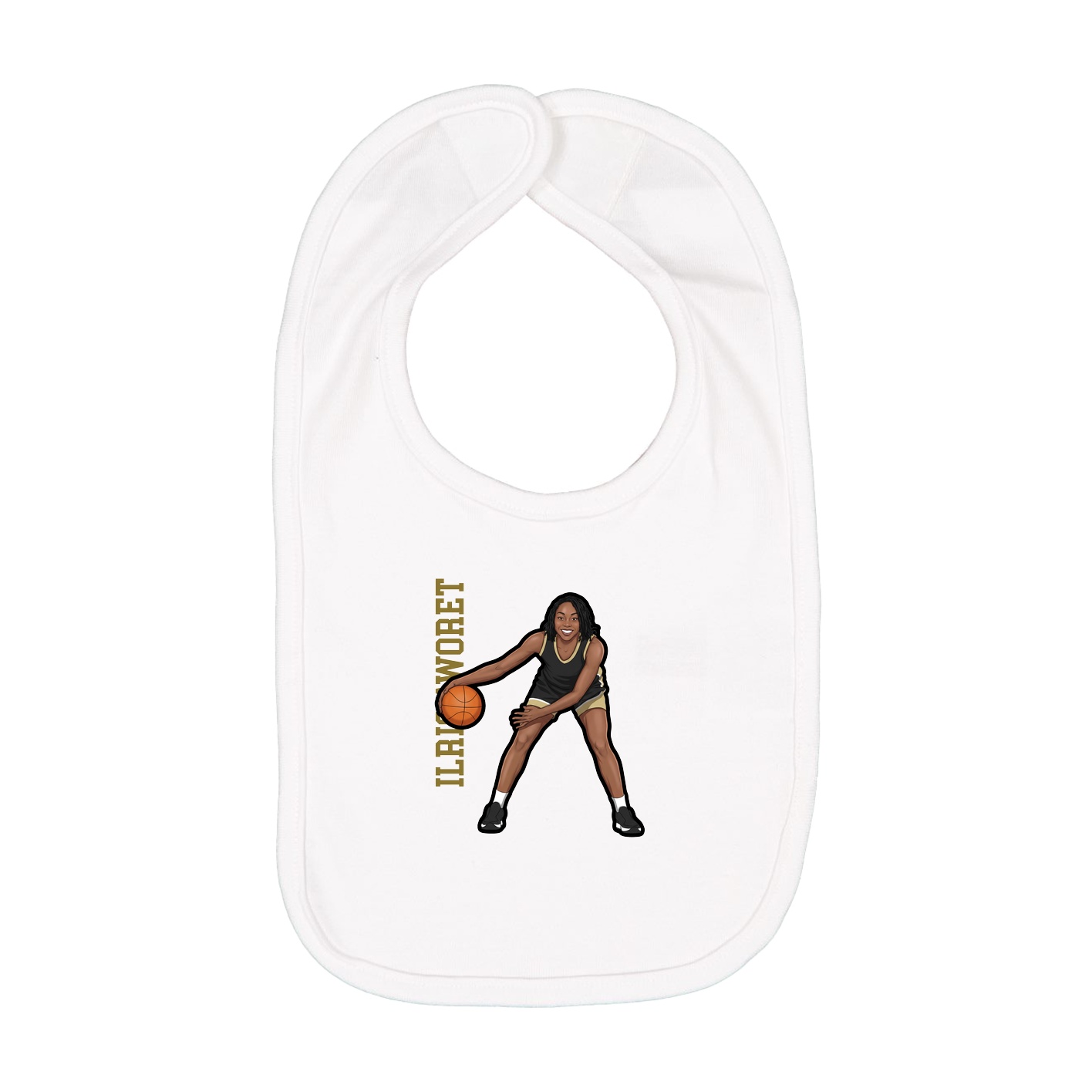 Infant Bib — Name Vertical in White