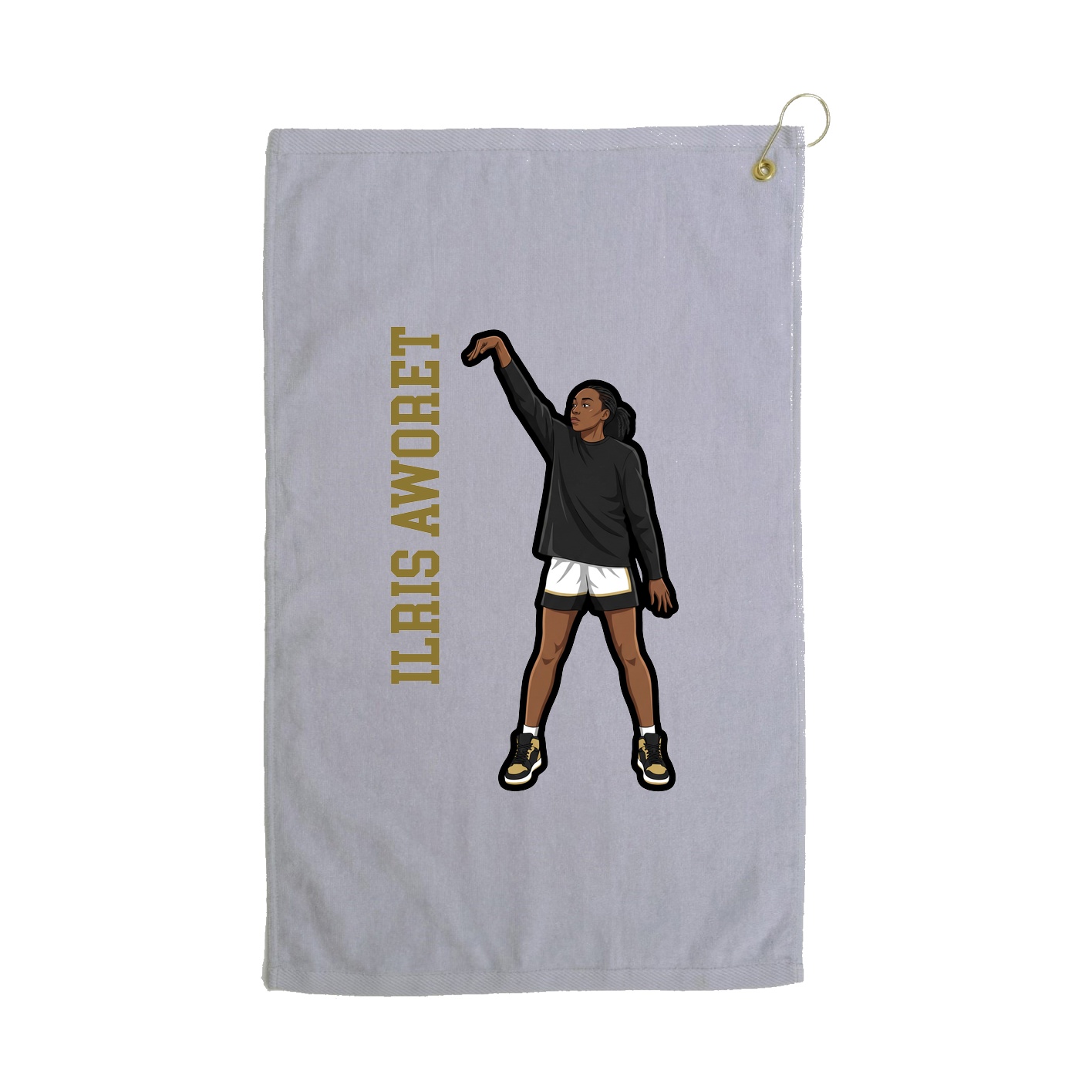 Golf Towel — Name Vertical in Grey