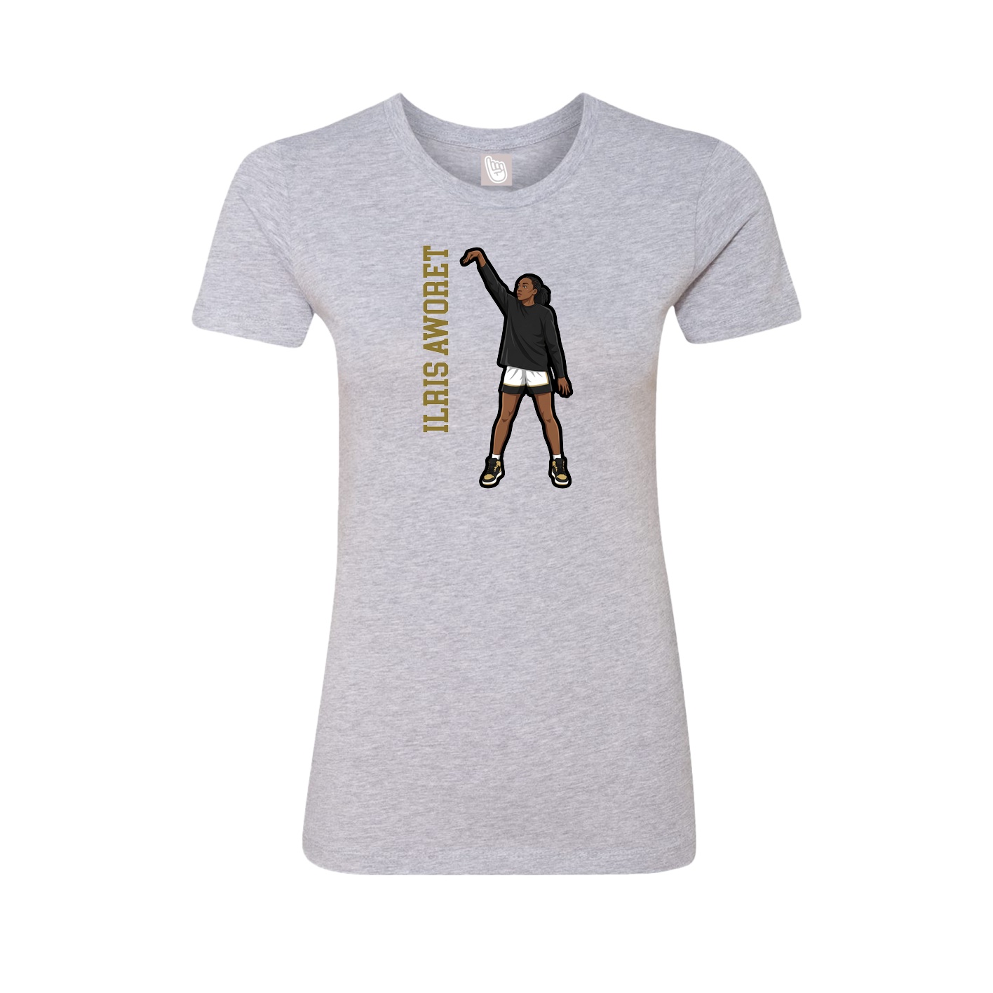Fitted Women's Tee — Name Vertical in Grey