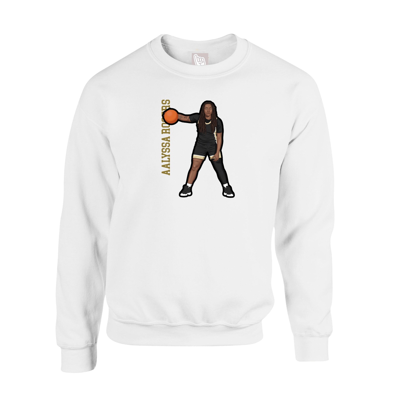 Fleece Crew — Name Vertical in White