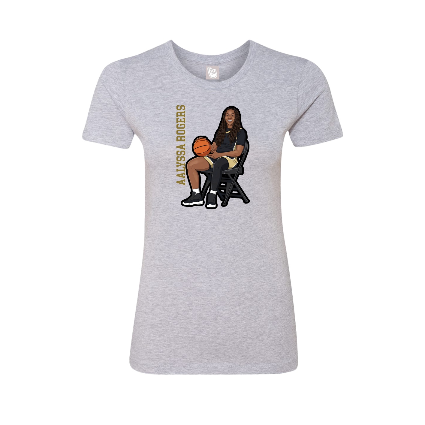 Fitted Women's Tee — Name Vertical in Grey