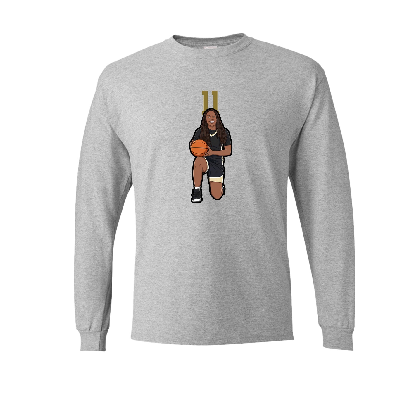Long Sleeve Tee — Number Top in Grey