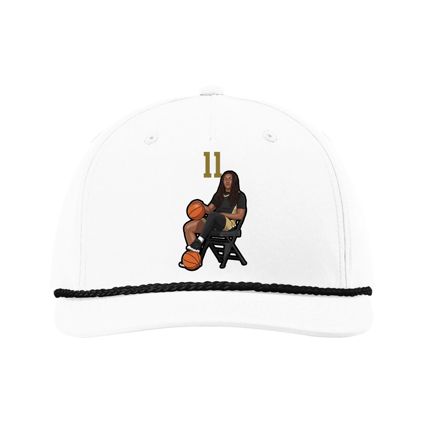 Five-Panel Classic Rope Cap — Number Top in White