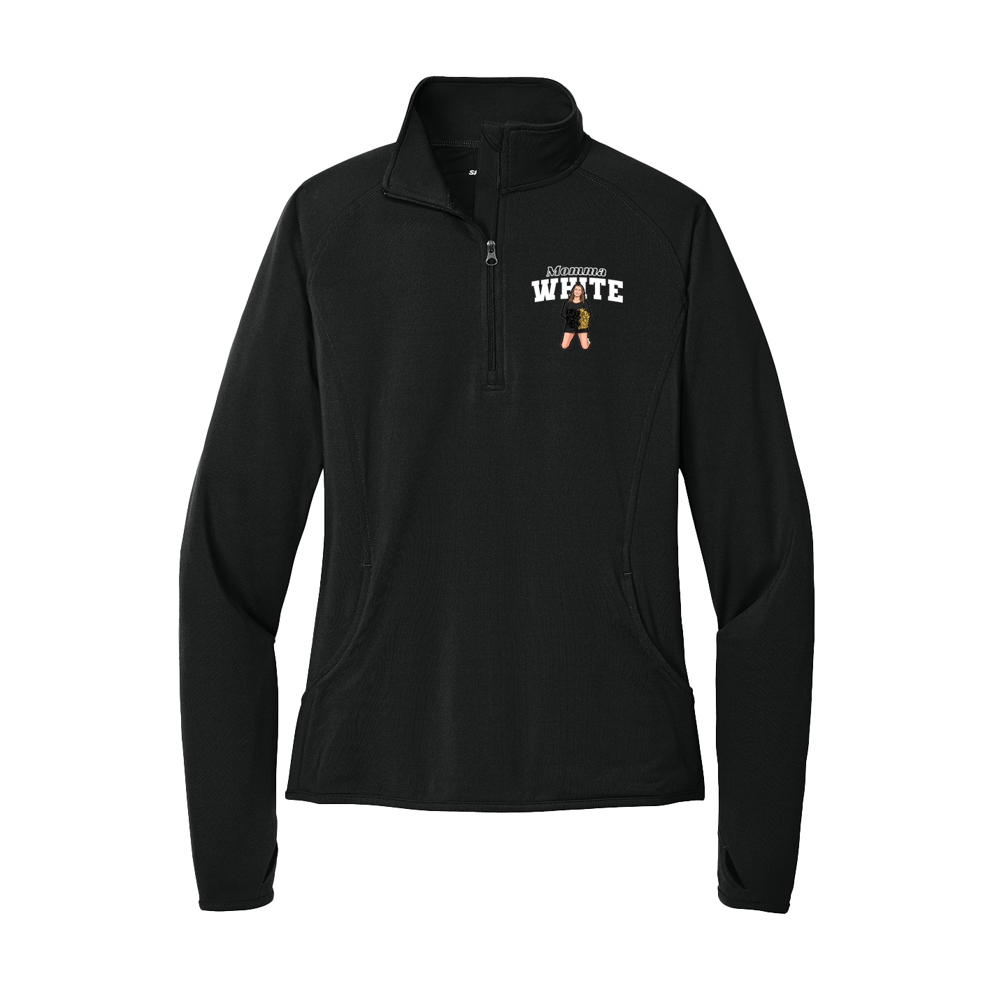Women's Q-Zip Pullover — Mothers Day Block in Black