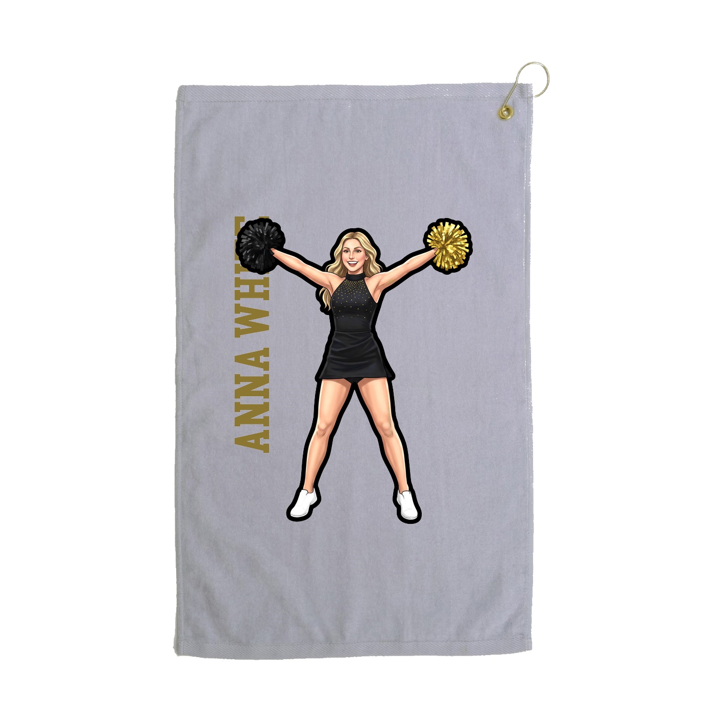 Golf Towel — Name Vertical in Grey