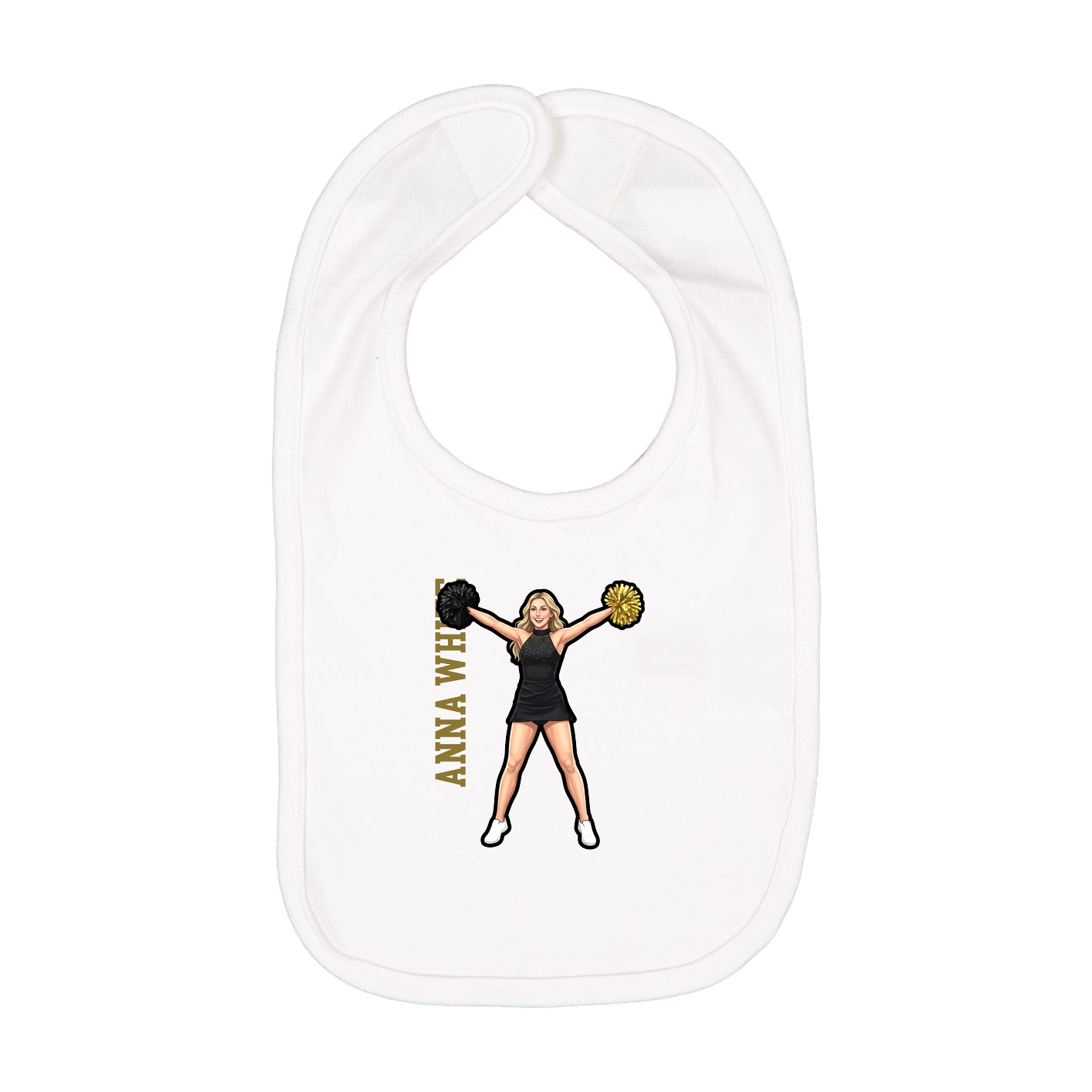 Infant Bib — Name Vertical in White
