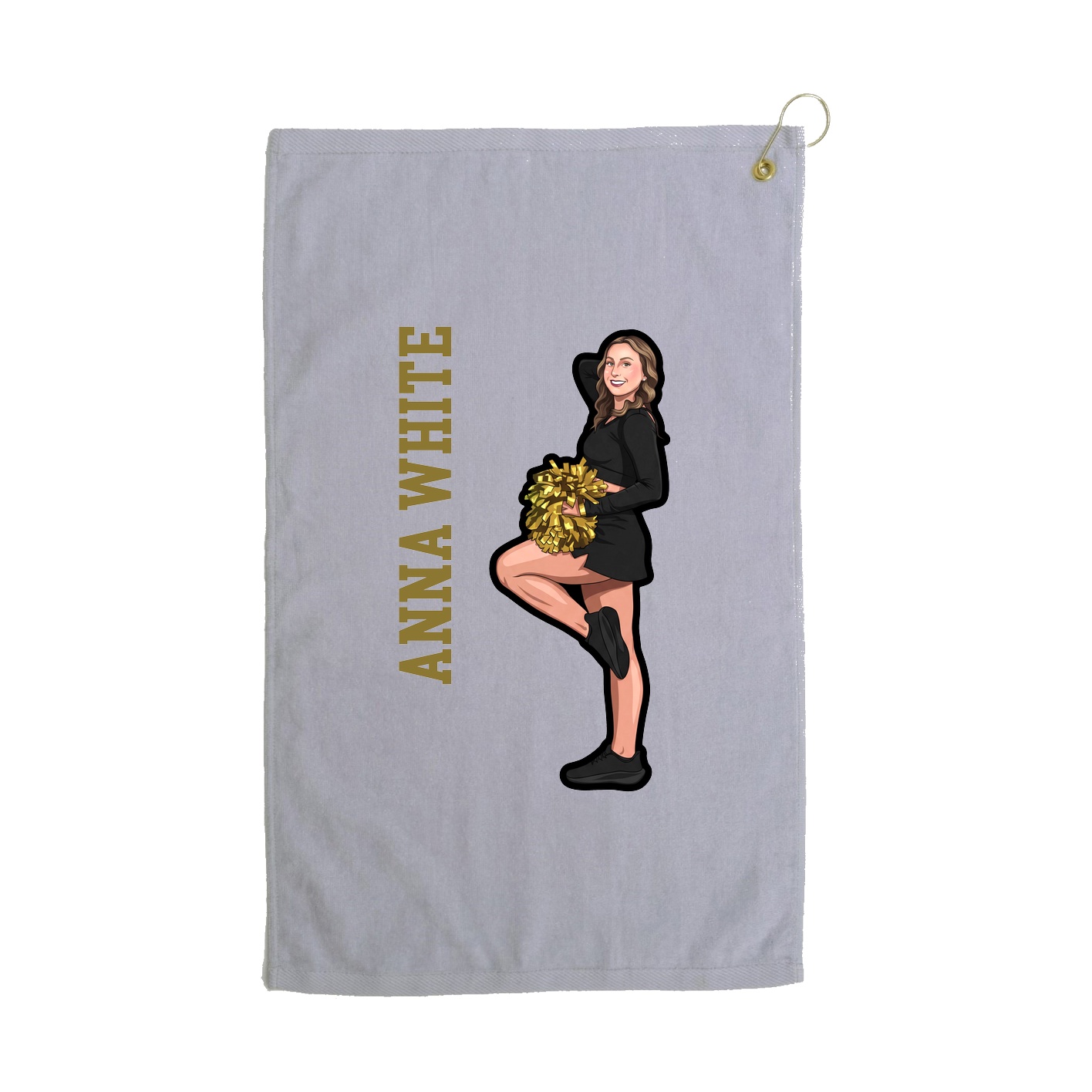 Golf Towel — Name Vertical in Grey