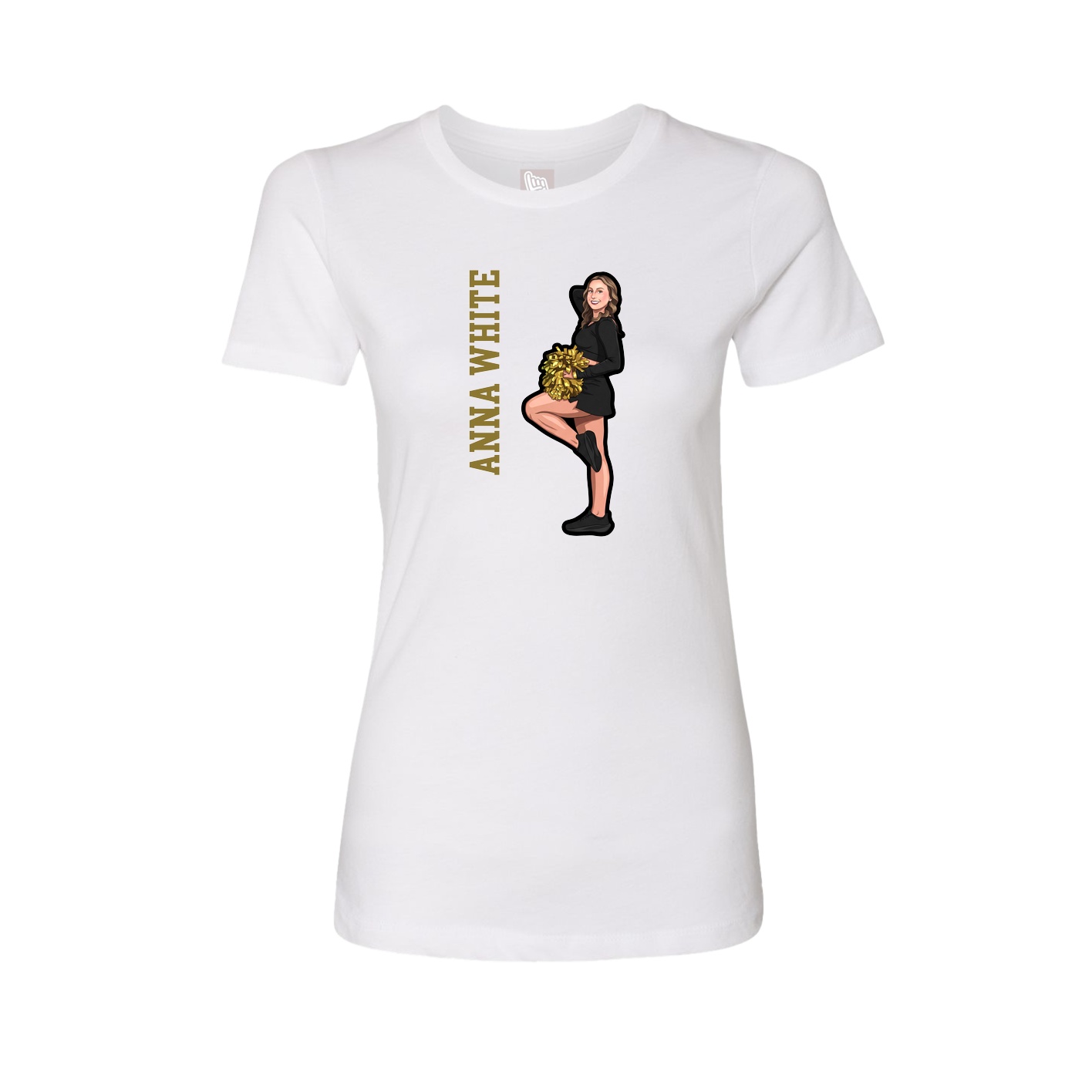 Fitted Women's Tee — Name Vertical in White