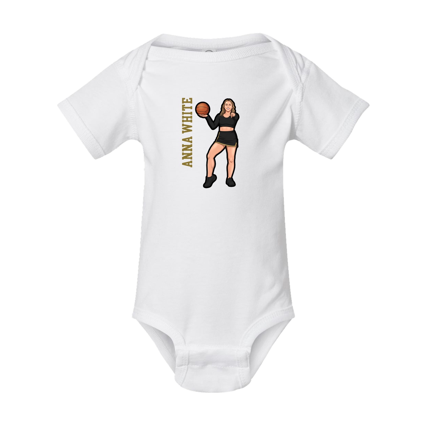 Baby Onesie — Name Vertical in White