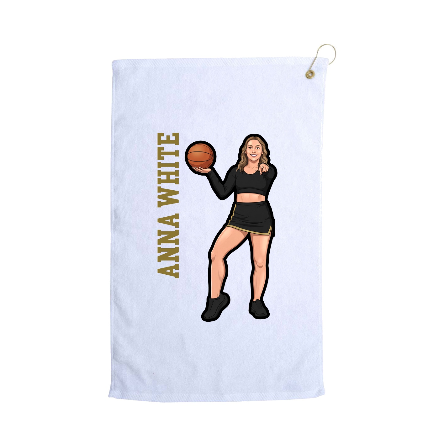 Golf Towel — Name Vertical in White