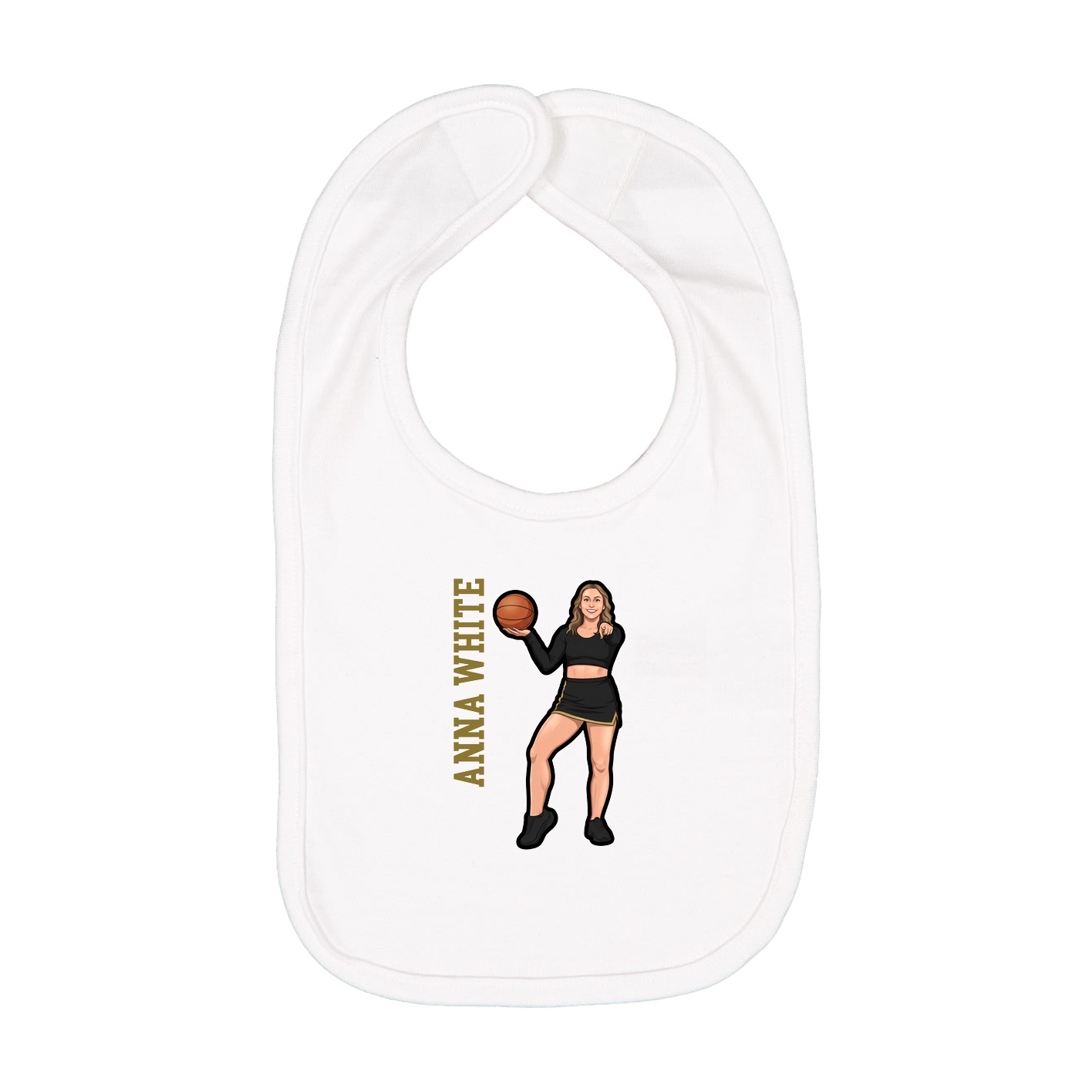 Infant Bib — Name Vertical in White