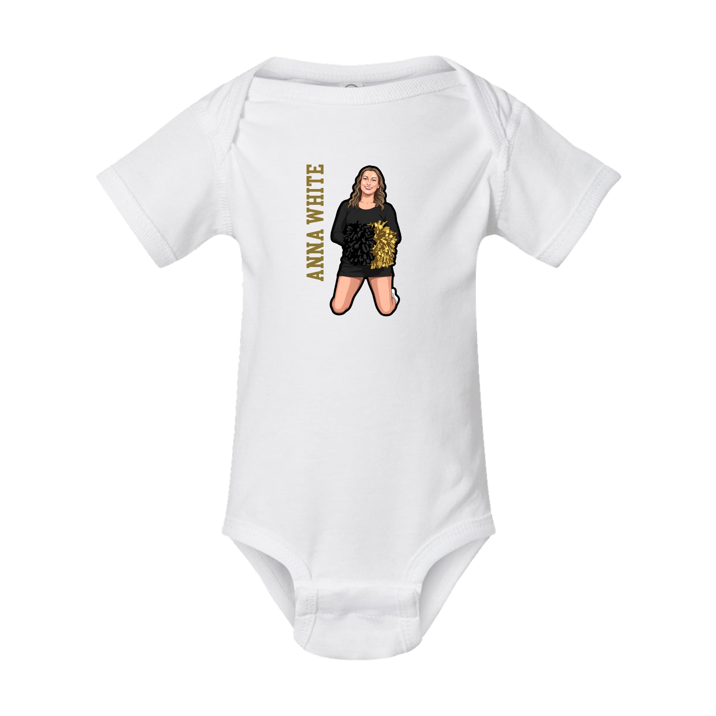 Baby Onesie — Name Vertical in White
