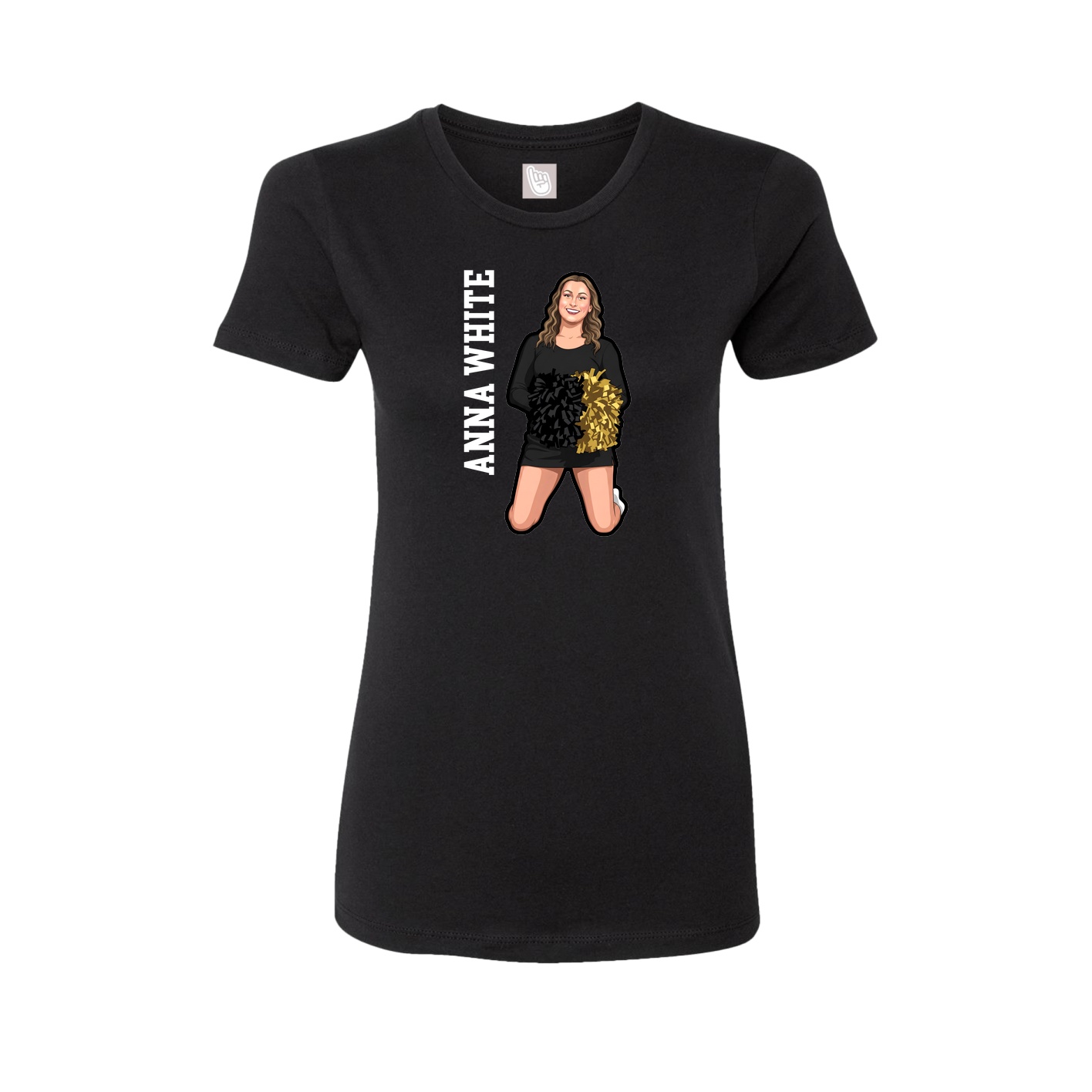 Fitted Women's Tee — Name Vertical in Black