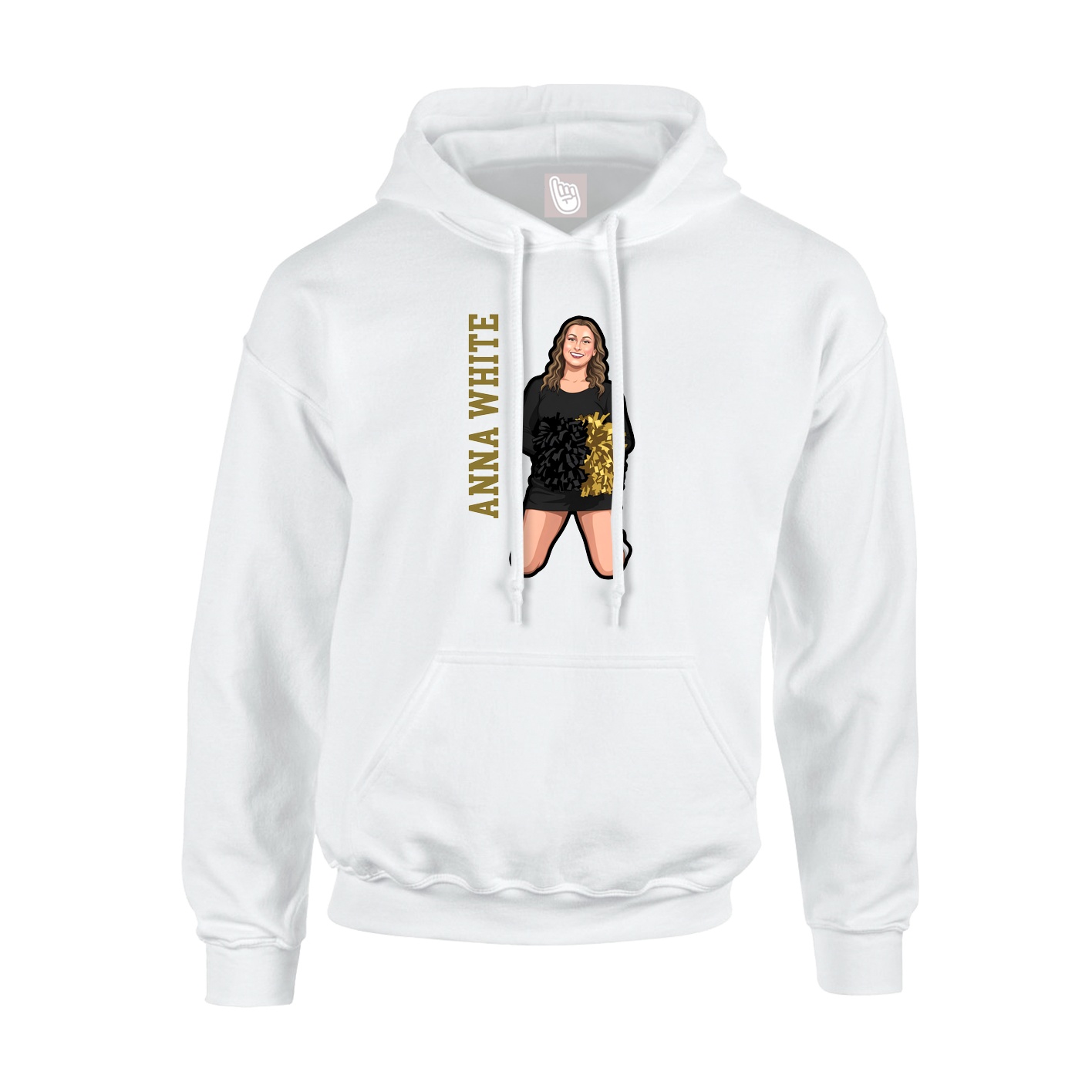 Youth Hoodie — Name Vertical in White