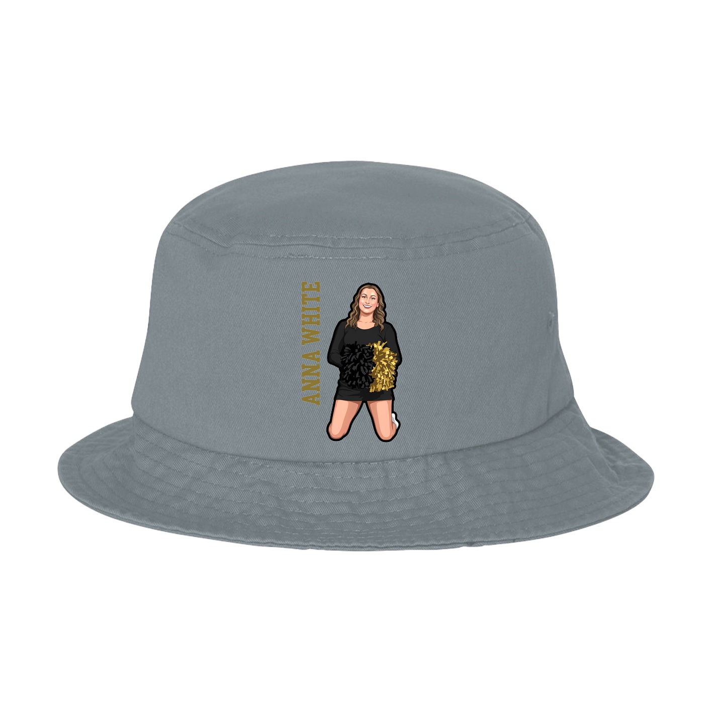 Bucket Cap — Name Vertical in Grey