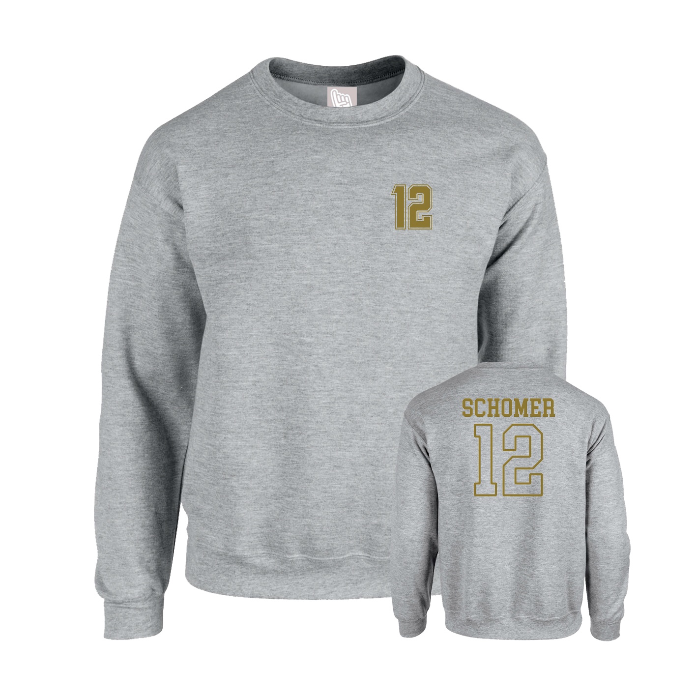 Fleece Crew — Chest Back in Grey