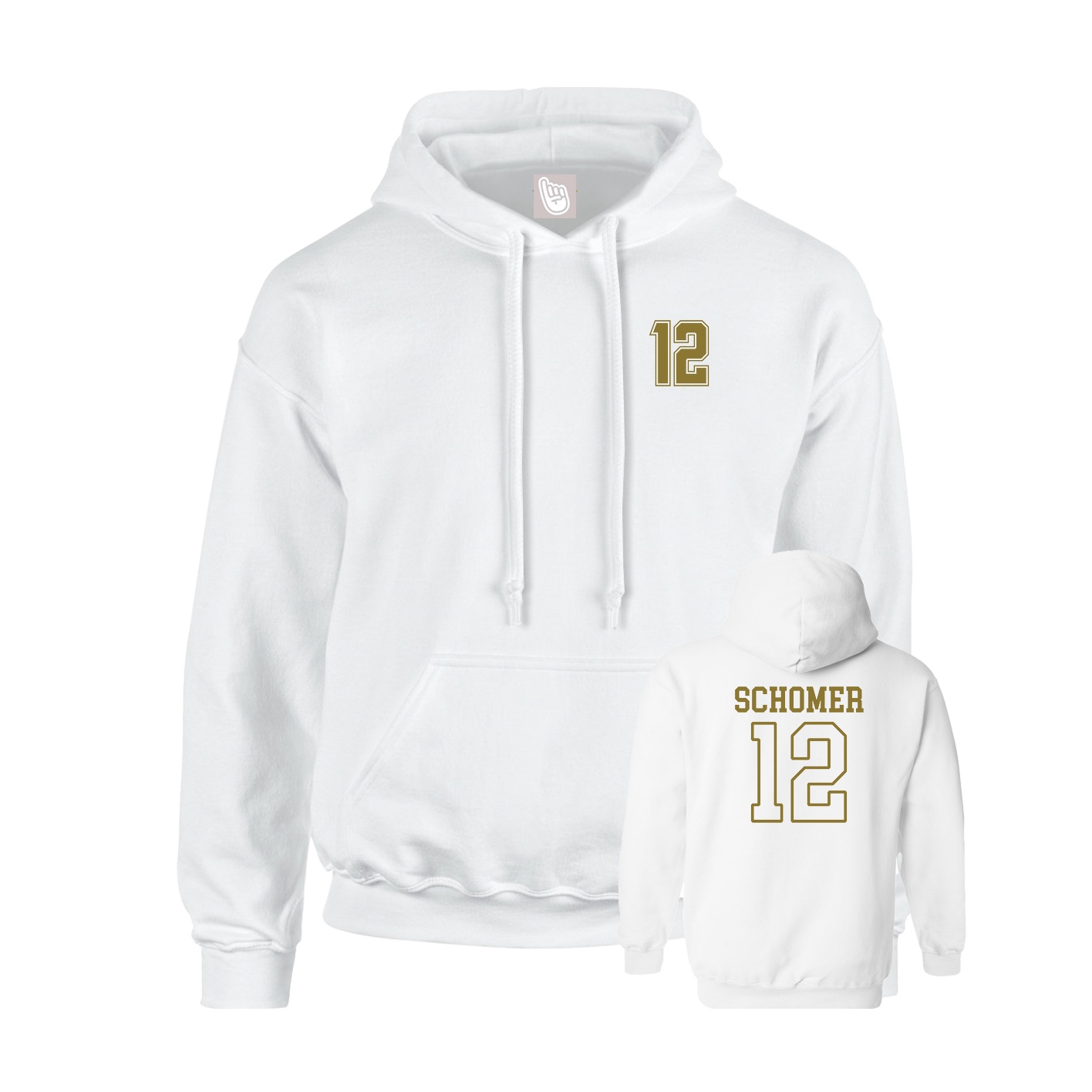 Youth Hoodie — Chest Back in White