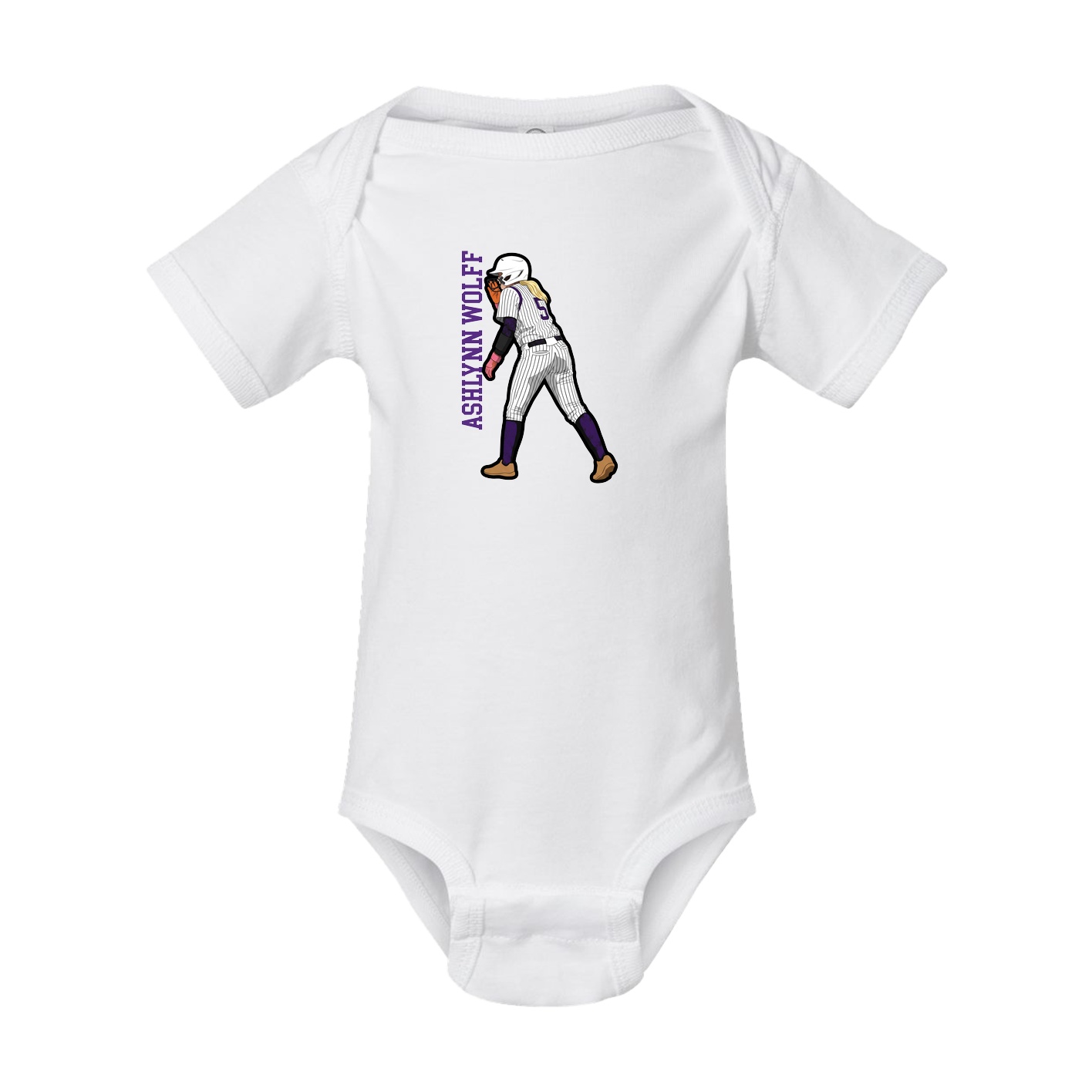 Baby Onesie — Name Vertical in White