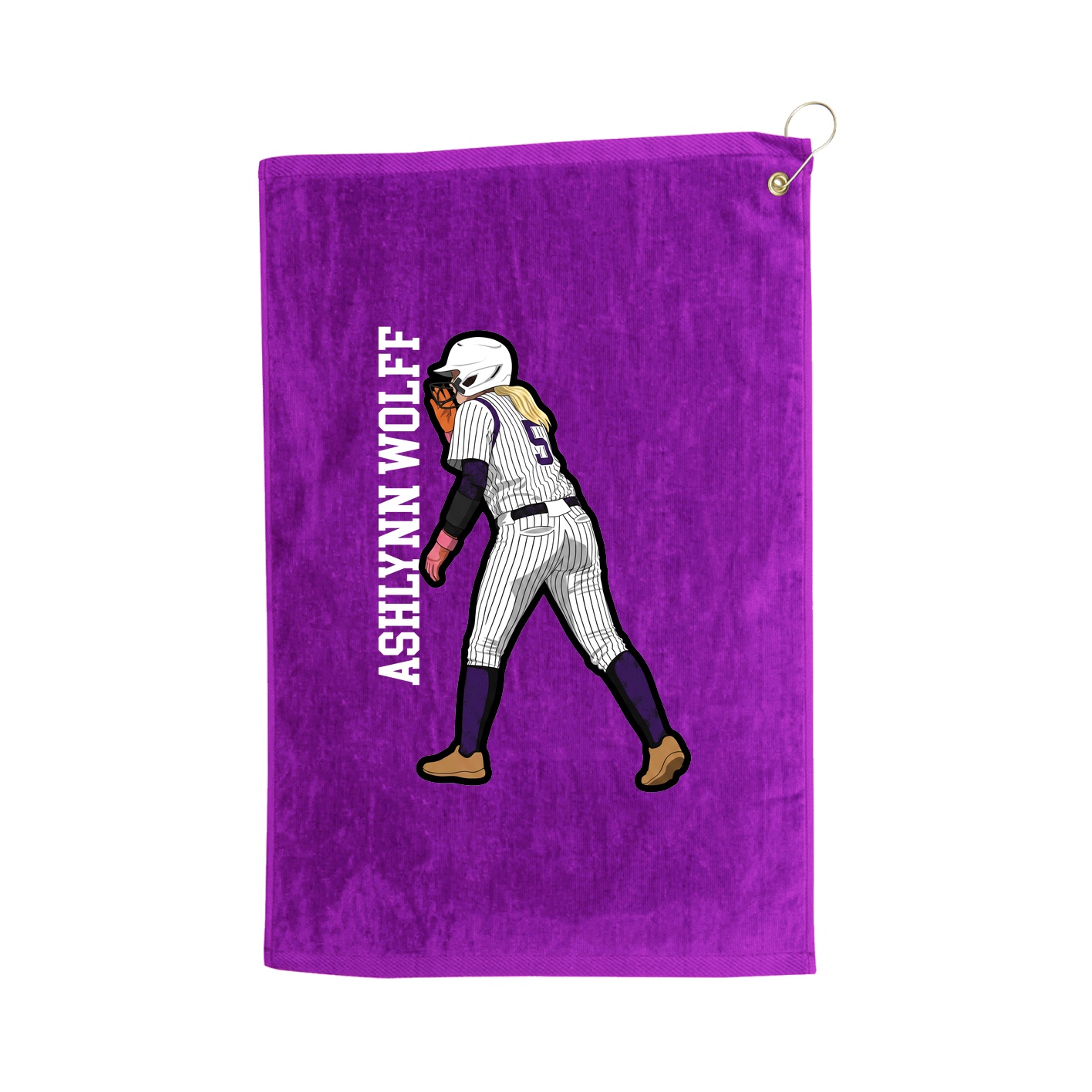 Golf Towel — Name Vertical in Purple