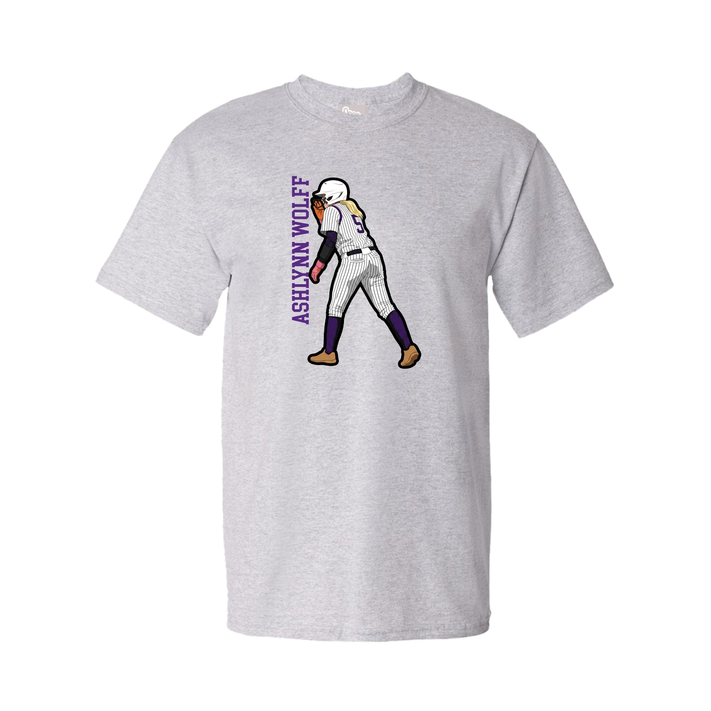 Youth Tee — Name Vertical in Grey